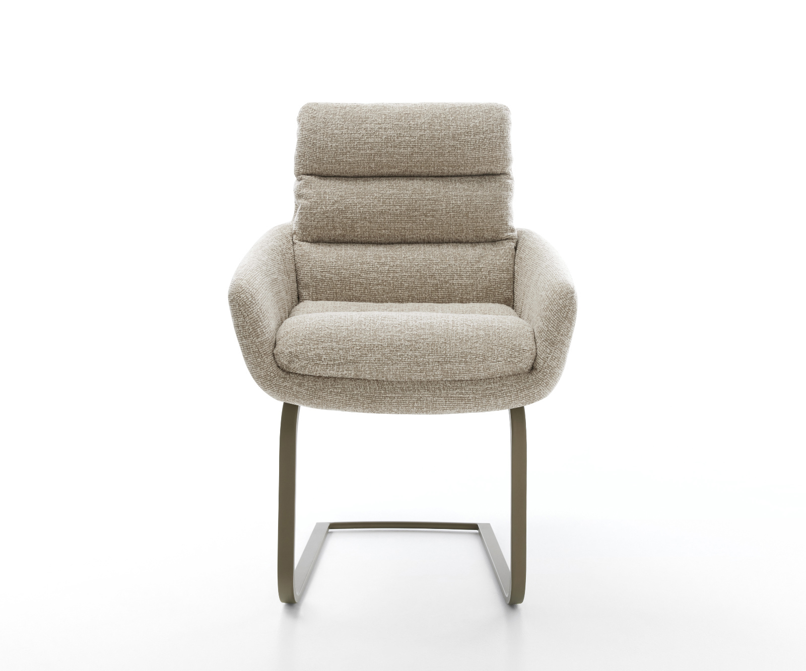 Jedálenská stolička Abelia-Flex s opierkami tkanina mäkká béžová konzolová podstava plochá Titánová farba - Image 2