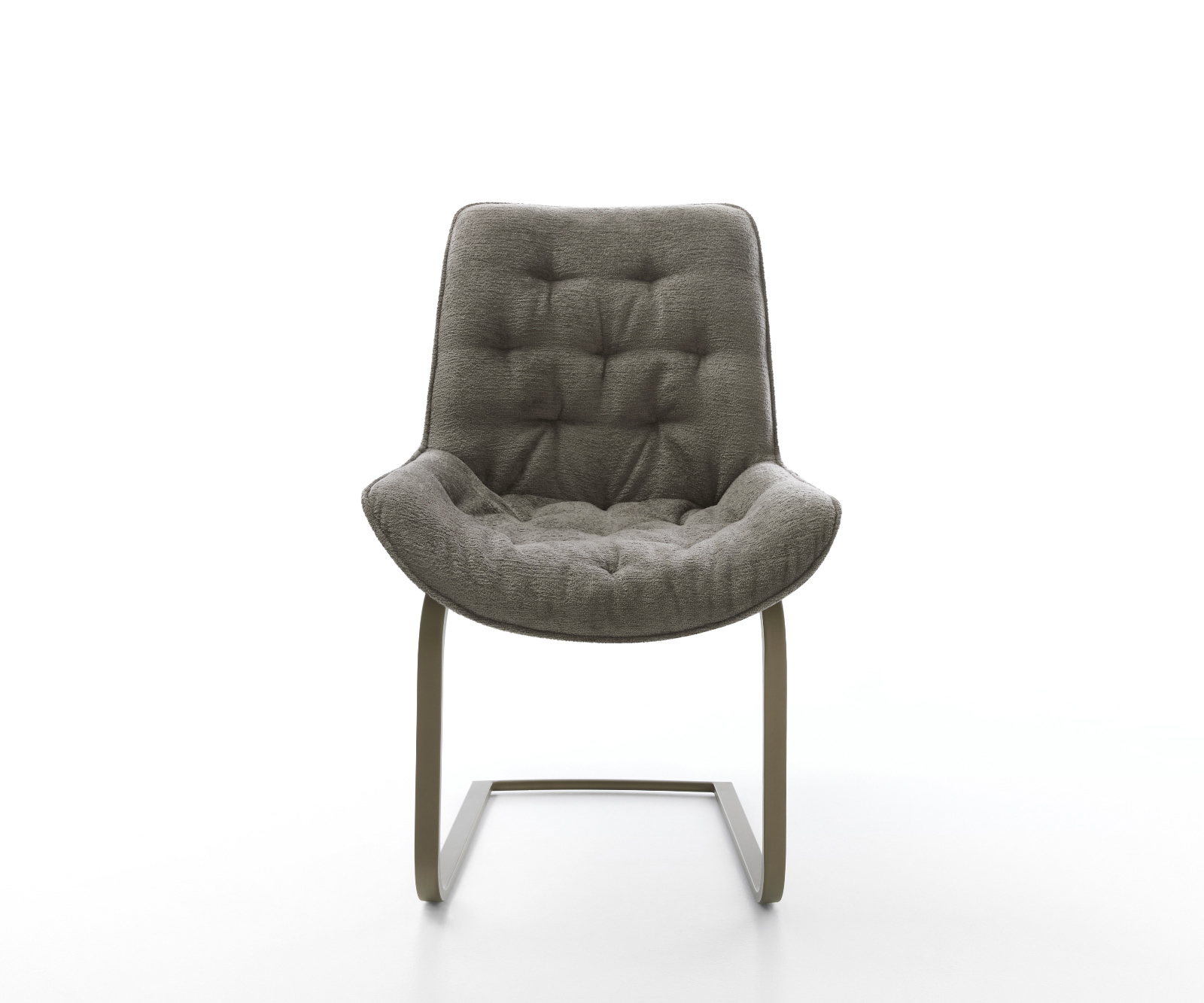 Konzolová jedálenská stolička Taimi-Flex bouclé mäkký tmavobéžová konzolová podstava plochá titánová farba - Image 2