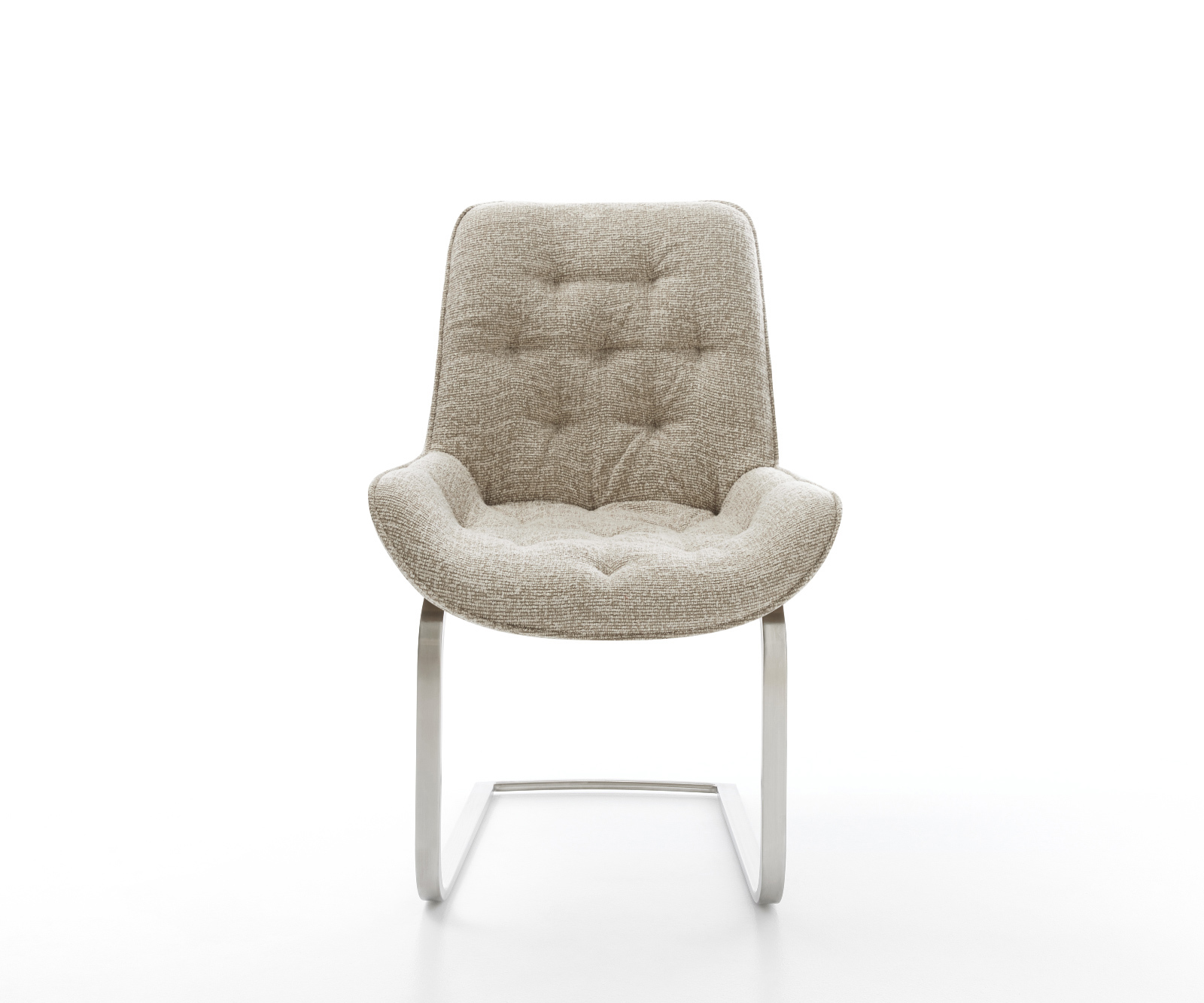 Konzolová jedálenská stolička Taimi-Flex tkanina mäkká béžová konzolová jedálenská stolička plochá nerezová oceľ - Image 2