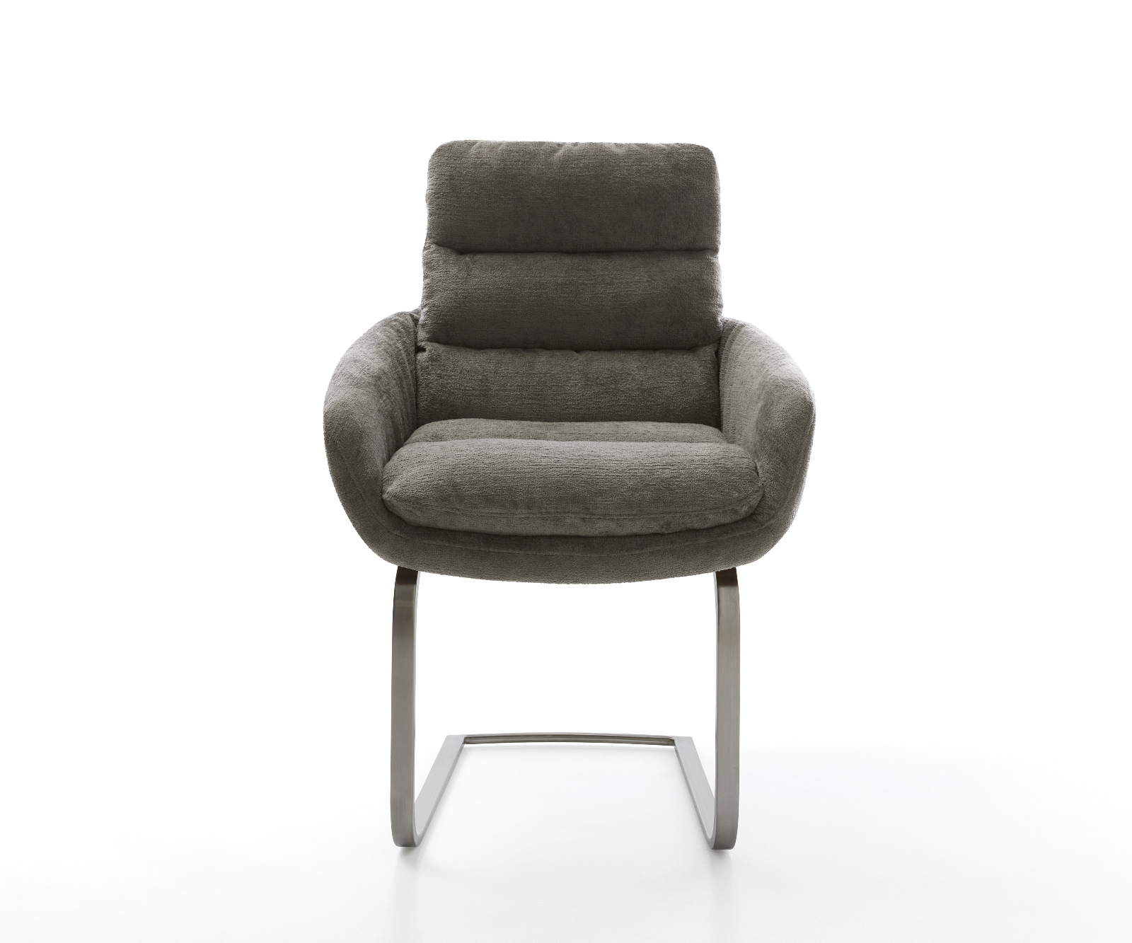 Konzolová jedálenská stolička Abelia-Flex s opierkami bouclé mäkký tmavobéžová konzolová plochý grafitová - Image 2