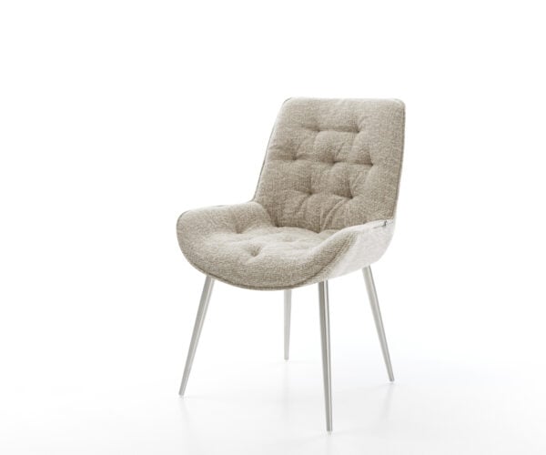 Jedálenská stolička Taimi-Flex tkanina mäkký béžová 4-nohá zúžená nerezová oceľ