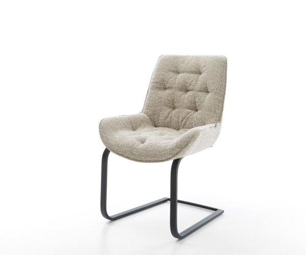 Konzolová jedálenská stolička Taimi-Flex tkanina mäkká béžová konzolová jedálenská stolička plochá čierna