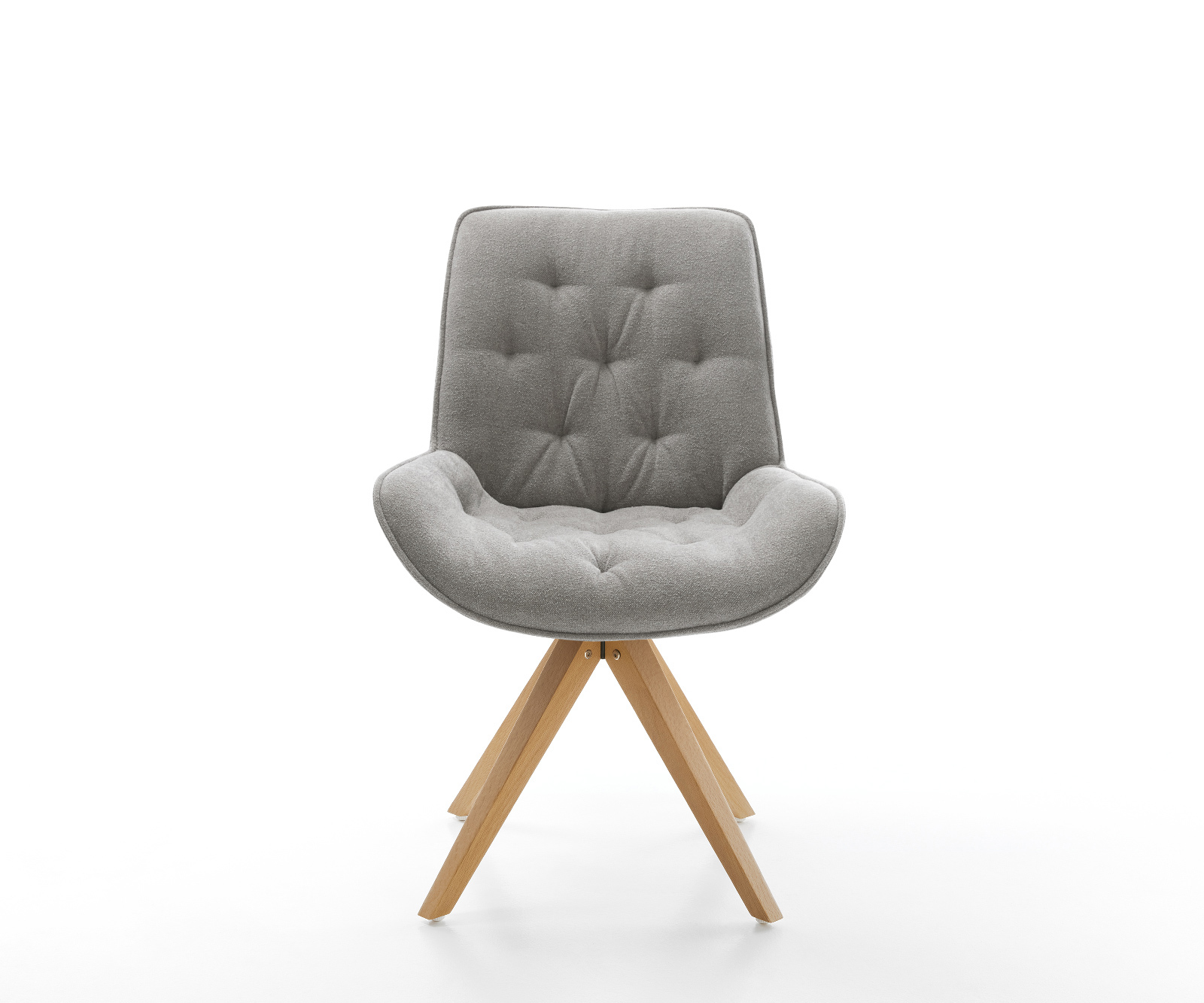 Jedálenská stolička Taimi-Flex texturovaná látka mäkký sivá drevená podstava hranatý prírodná 180° otočný - Image 2