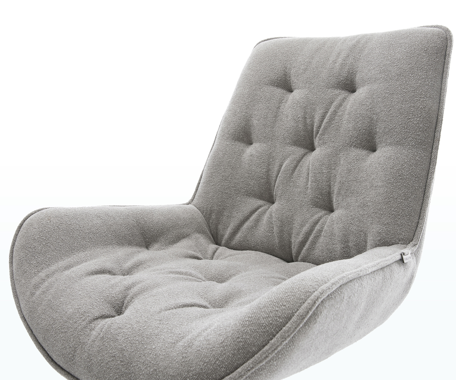 Jedálenská stolička Taimi-Flex texturovaná látka mäkký sivá drevená podstava hranatý prírodná 180° otočný - Image 4