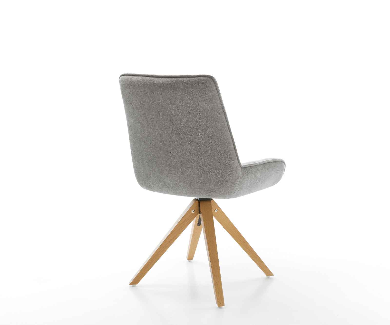 Jedálenská stolička Taimi-Flex texturovaná látka mäkký sivá drevená podstava hranatý prírodná 180° otočný - Image 5