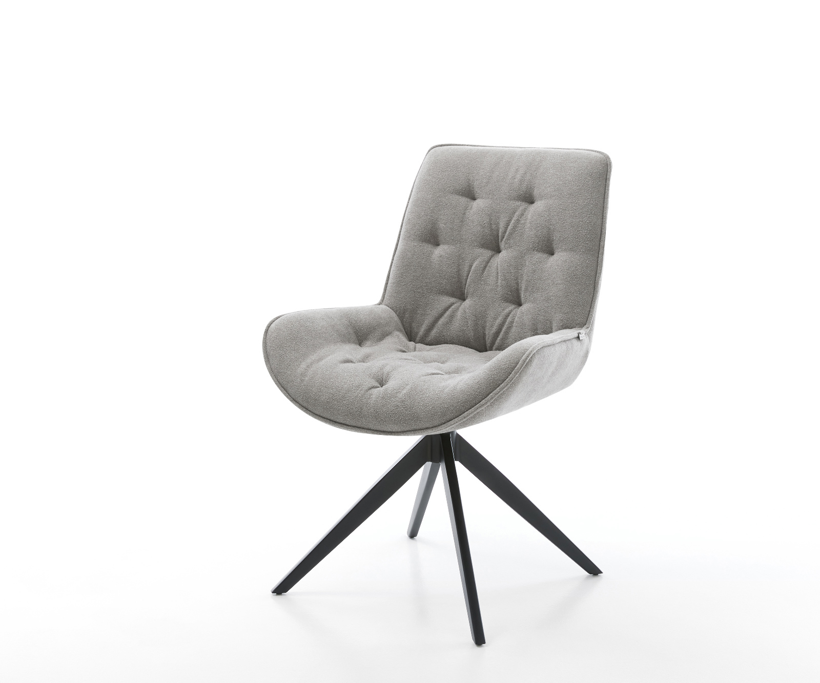 Jedálenská stolička Taimi-Flex texturovaná látka mäkký sivá krížová podstava široká čierna 360° otočná hojdacia funkcia