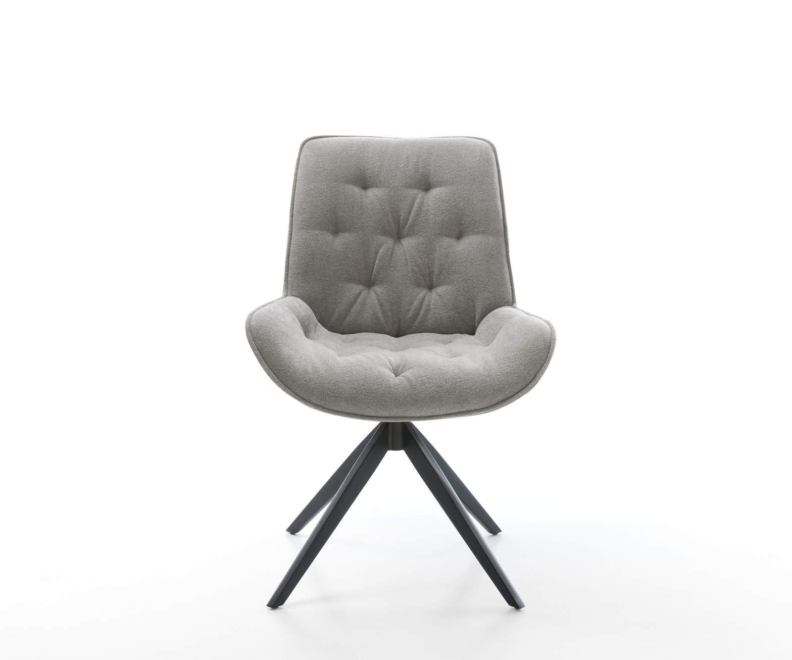 Jedálenská stolička Taimi-Flex texturovaná látka mäkký sivá krížová podstava široká čierna 360° otočná hojdacia funkcia - Image 2