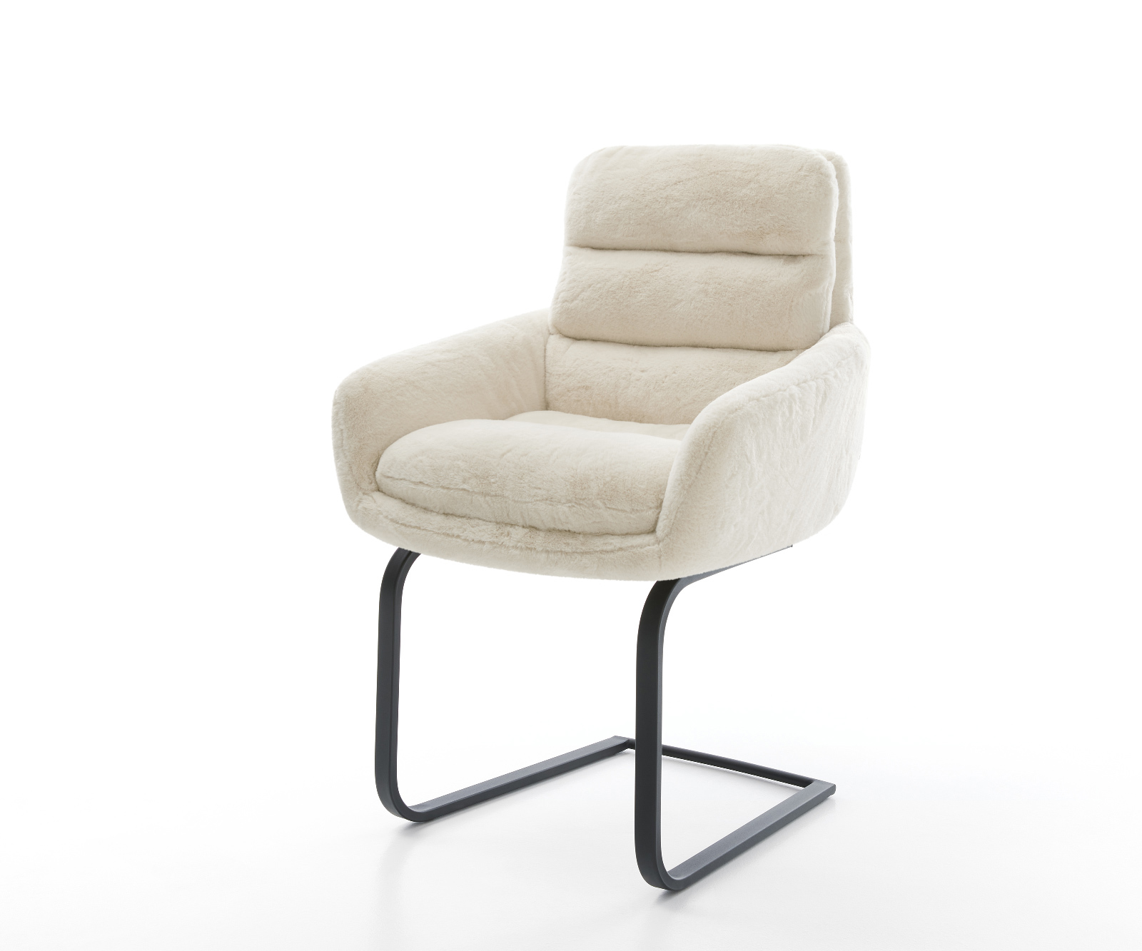 Konzolová jedálenská stolička Abelia-Flex s opierkami plyšový manšester krémovo biela konzolová jedálenská stolička plochá čierna