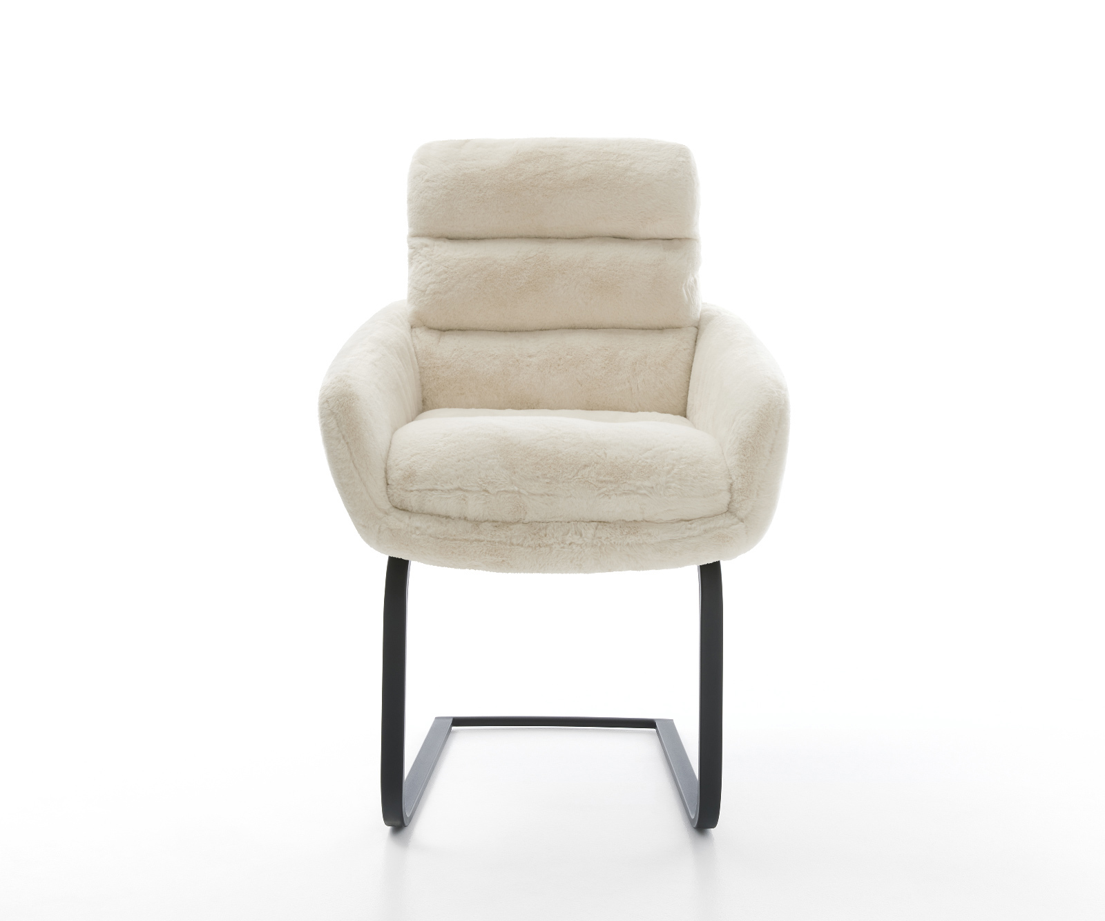 Konzolová jedálenská stolička Abelia-Flex s opierkami plyšový manšester krémovo biela konzolová jedálenská stolička plochá čierna - Image 2