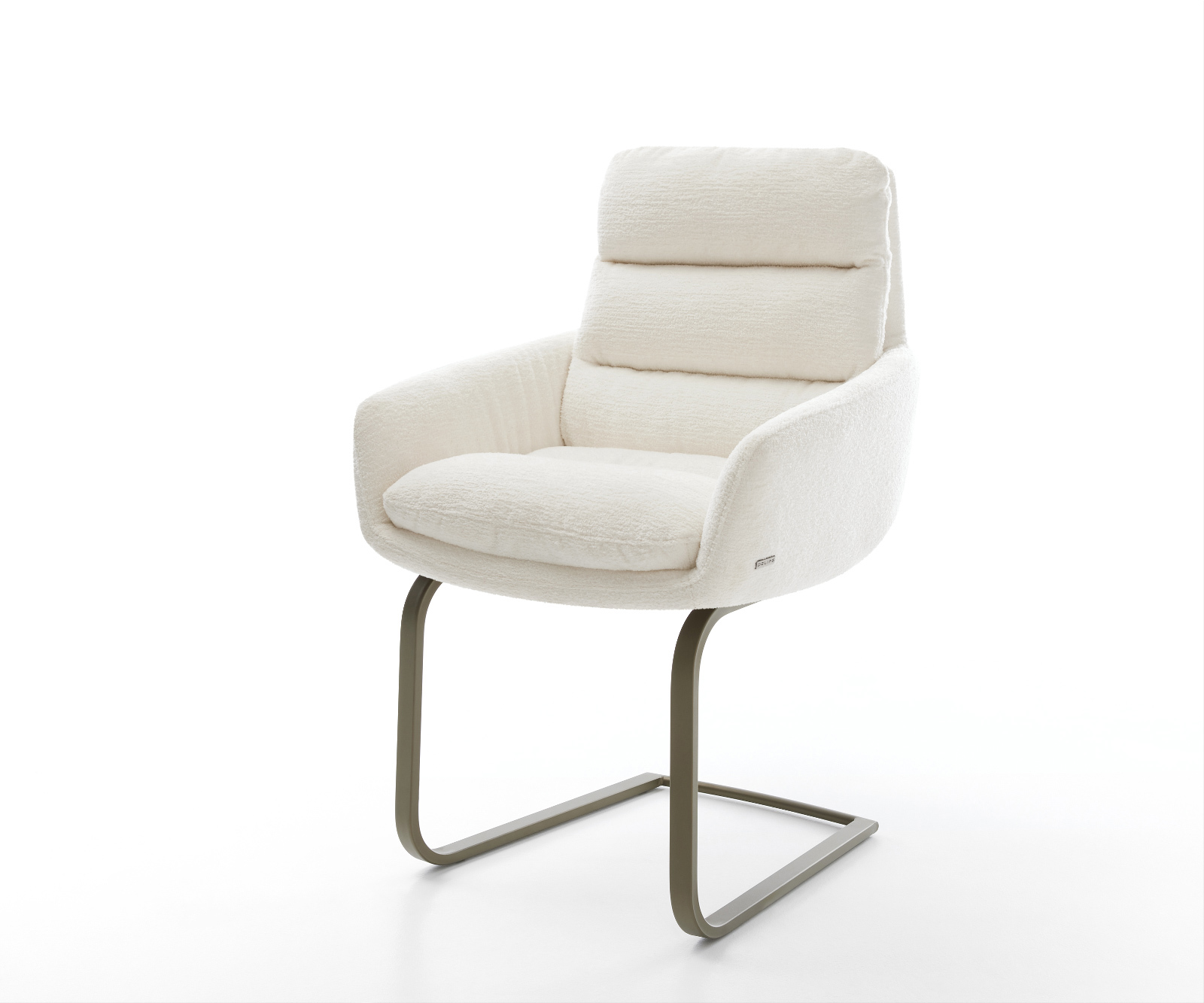 Konzolová jedálenská stolička Abelia-Flex s opierkami bouclé mäkký béžová konzolová jedálenská stolička plochý titánová farba