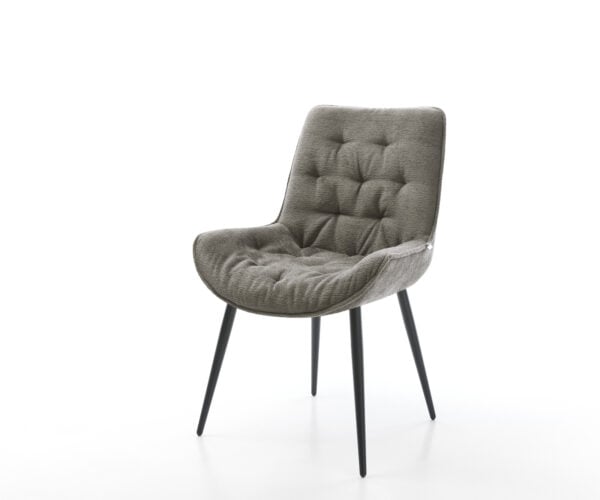 Jedálenská stolička Taimi-Flex bouclé mäkký tmavobéžová 4-nohá zúžená čierna