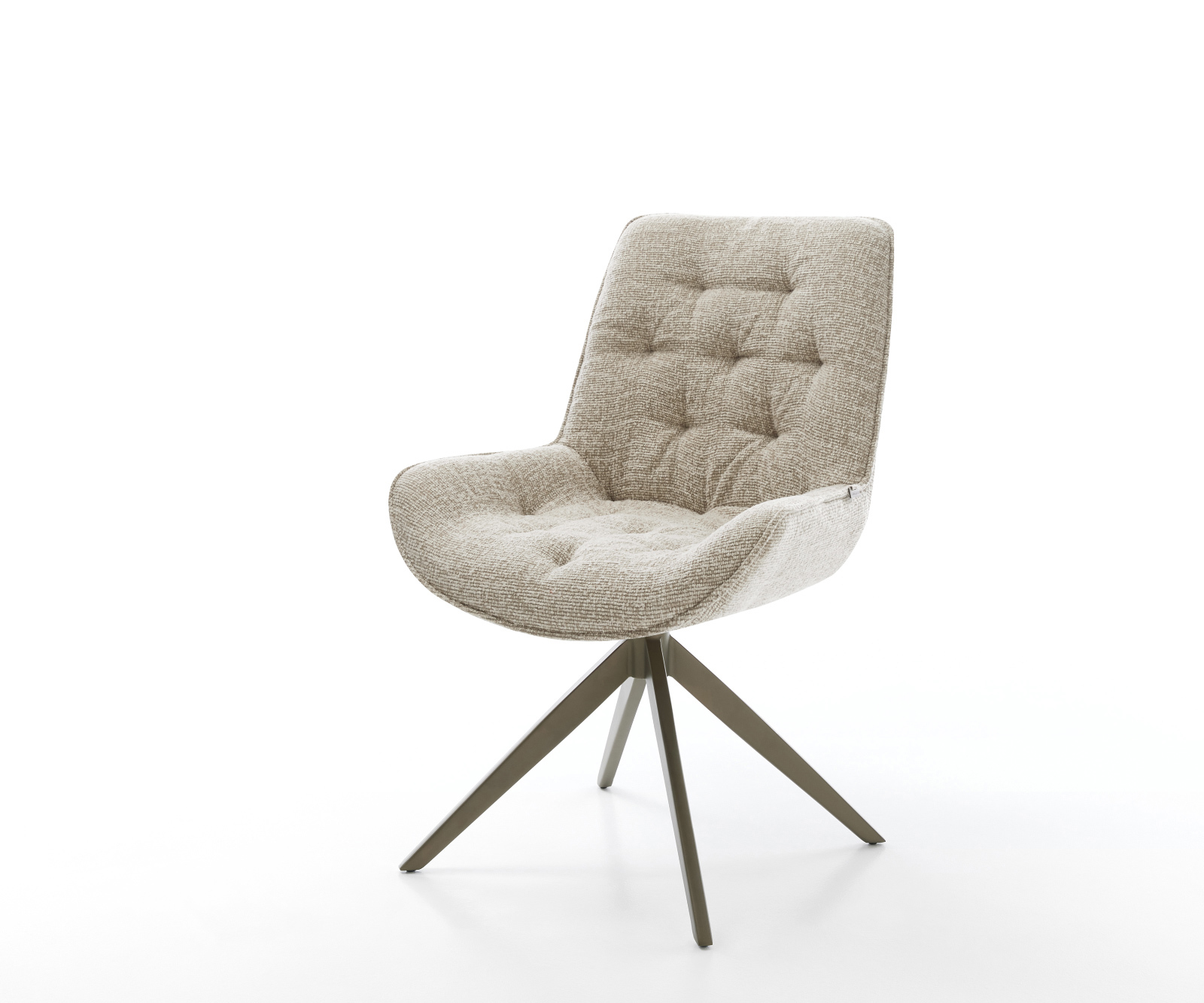 Jedálenská stolička Taimi-Flex tkanina mäkký béžová krížová podstava široká titánová farba 360° otočný hojdacia funkcia