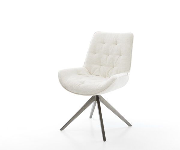 Jedálenská stolička Taimi-Flex bouclé mäkký béžová krížová podstava široká grafitová 360° otočná s hojdacou funkciou