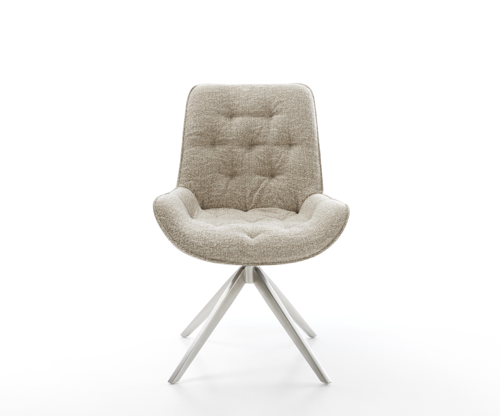 Jedálenská stolička Taimi-Flex tkanina mäkký béžová krížová podstava široká nerezová oceľ 360° otočný hojdacia funkcia - Image 2