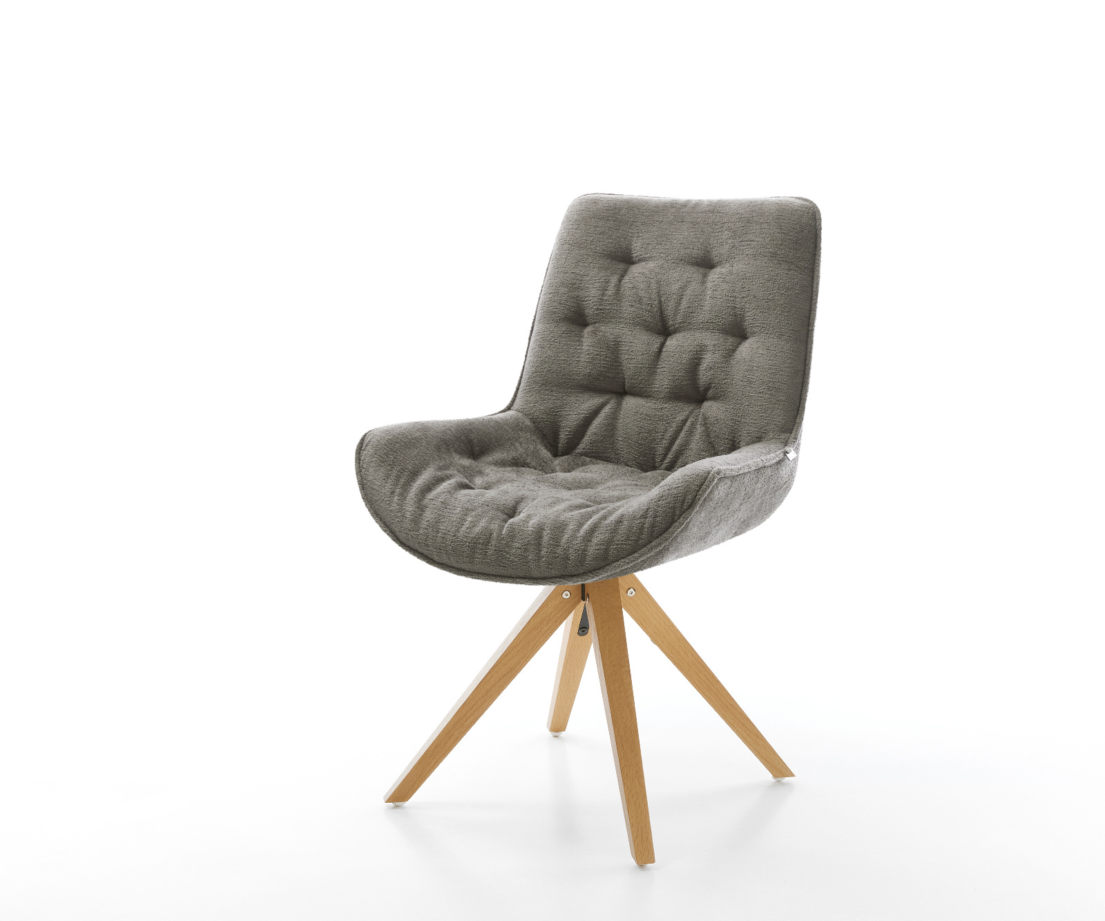 Jedálenská stolička Taimi-Flex bouclé mäkký tmavobéžová drevená podstava hranatá prírodná 180° otočný