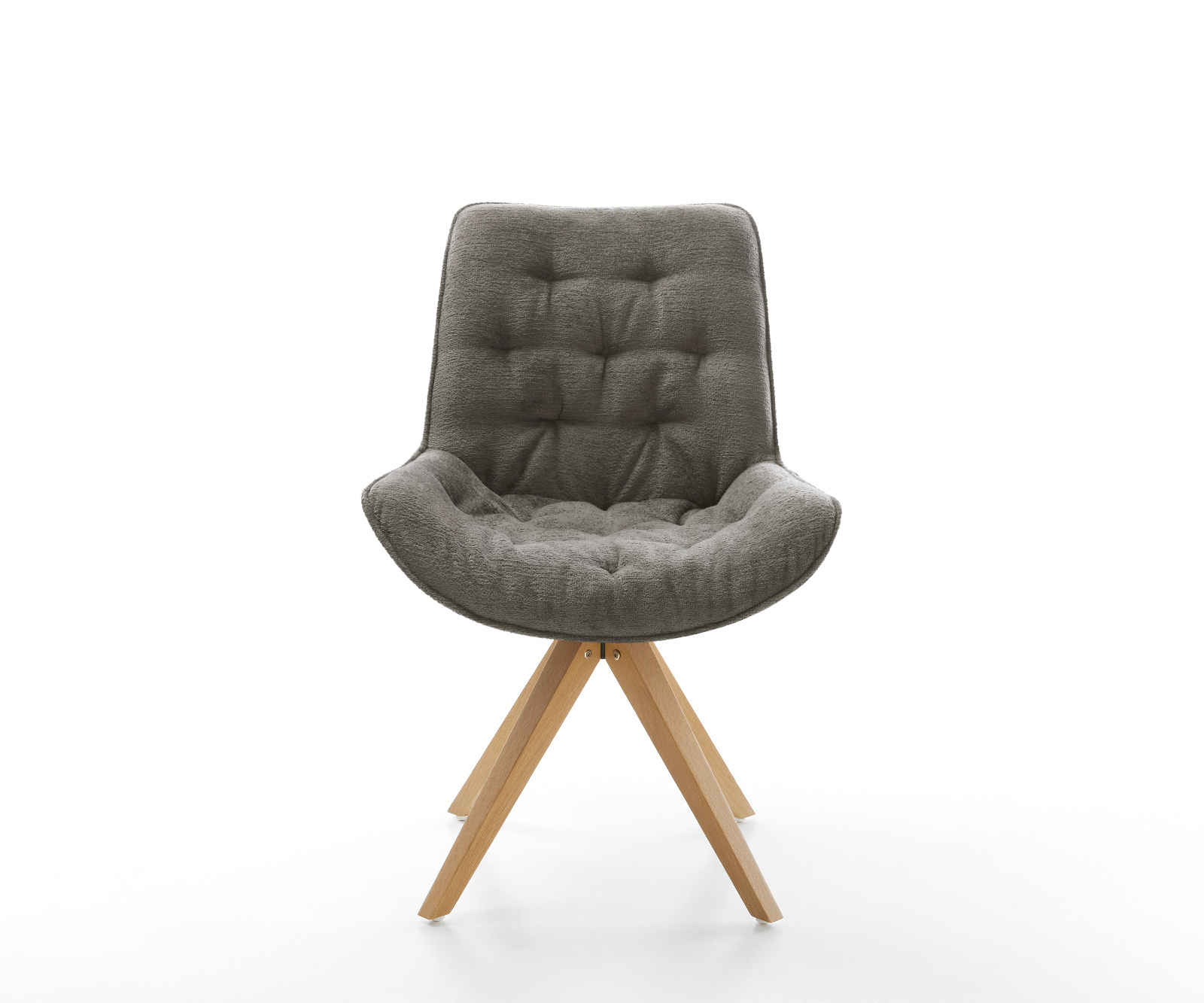 Jedálenská stolička Taimi-Flex bouclé mäkký tmavobéžová drevená podstava hranatá prírodná 180° otočný - Image 2