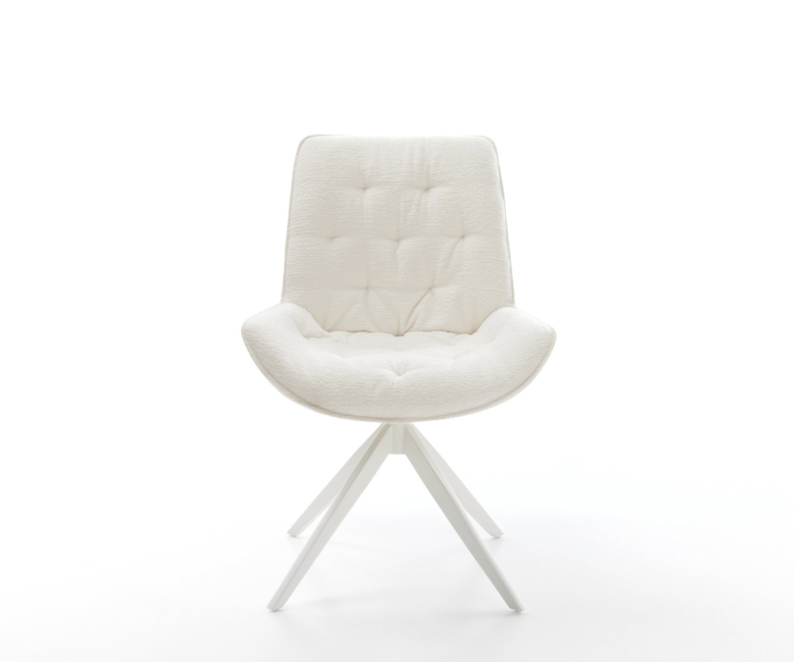Jedálenská stolička Taimi-Flex bouclé mäkký béžová krížová podstava široká biela 360° otočný hojdacia funkcia - Image 2