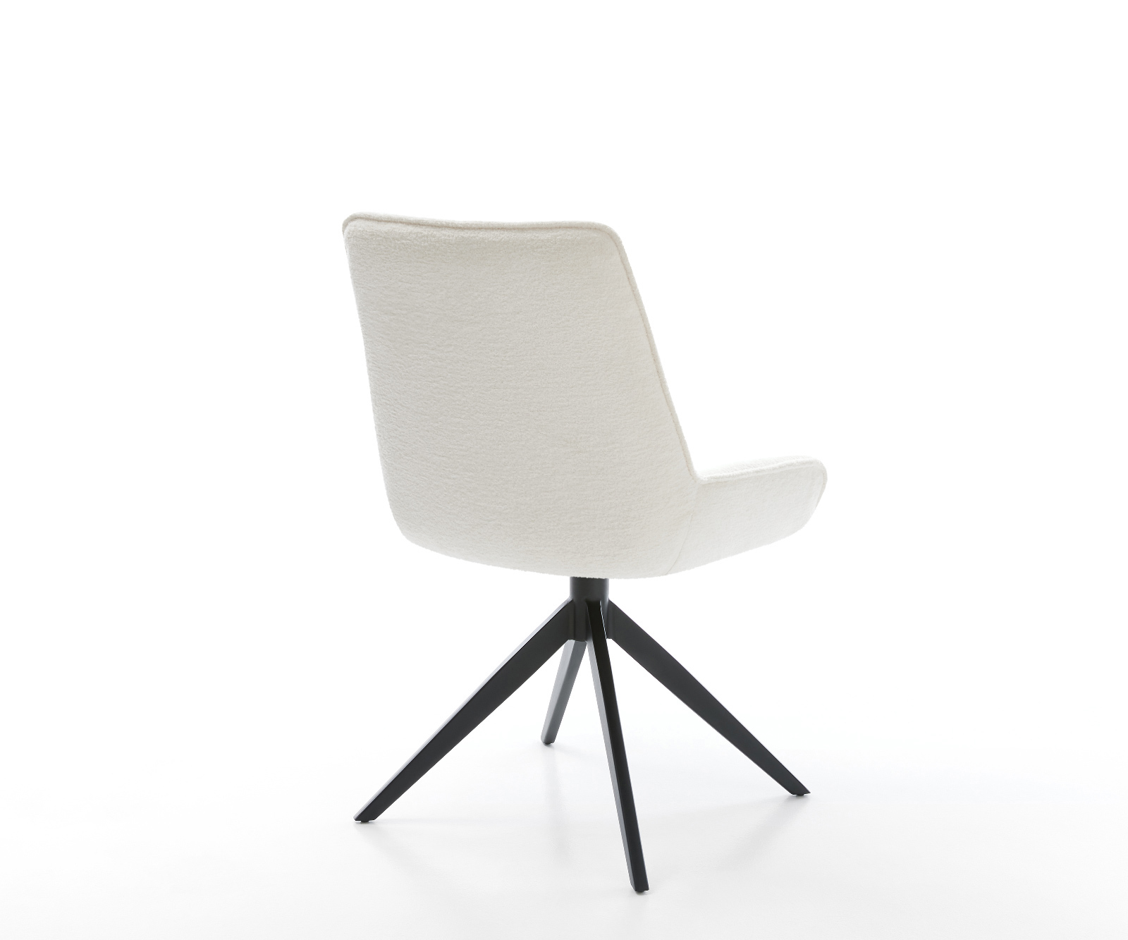 Jedálenská stolička Taimi-Flex bouclé mäkký béžová krížová podstava široká čierna otočný 360° kolísacia funkcia - Image 5