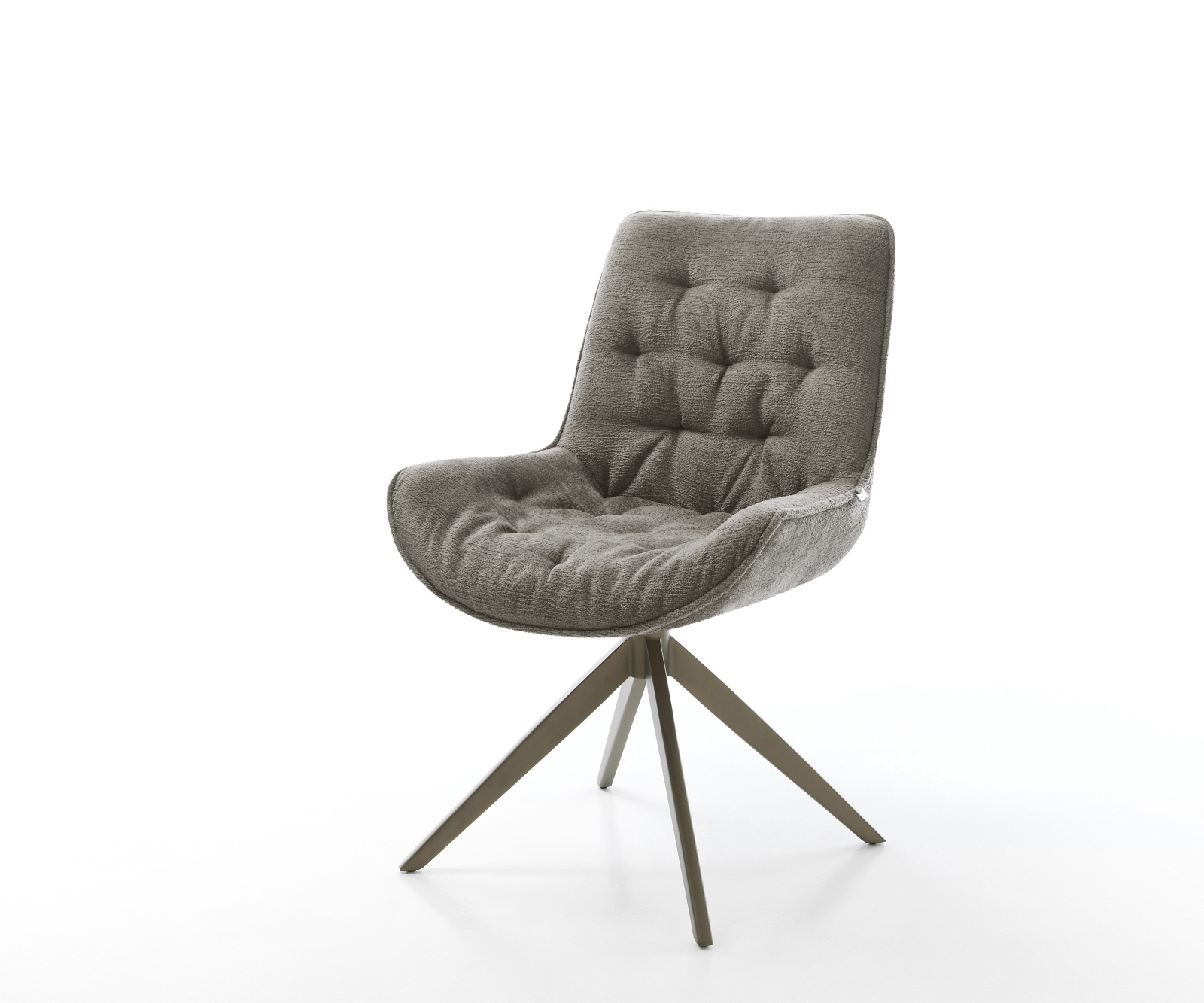 Jedálenská stolička Taimi-Flex bouclé mäkký tmavobéžová krížová podstava široká titánová farba 360° otočný kolískacia funkcia