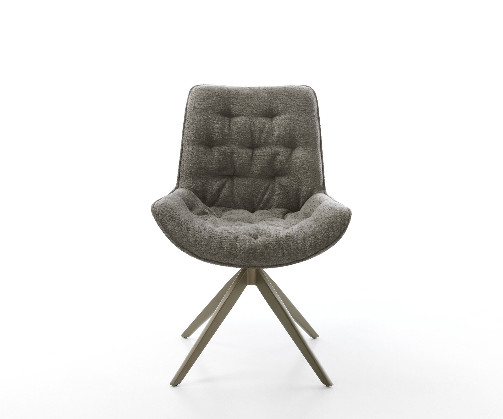 Jedálenská stolička Taimi-Flex bouclé mäkký tmavobéžová krížová podstava široká titánová farba 360° otočný kolískacia funkcia - Image 2