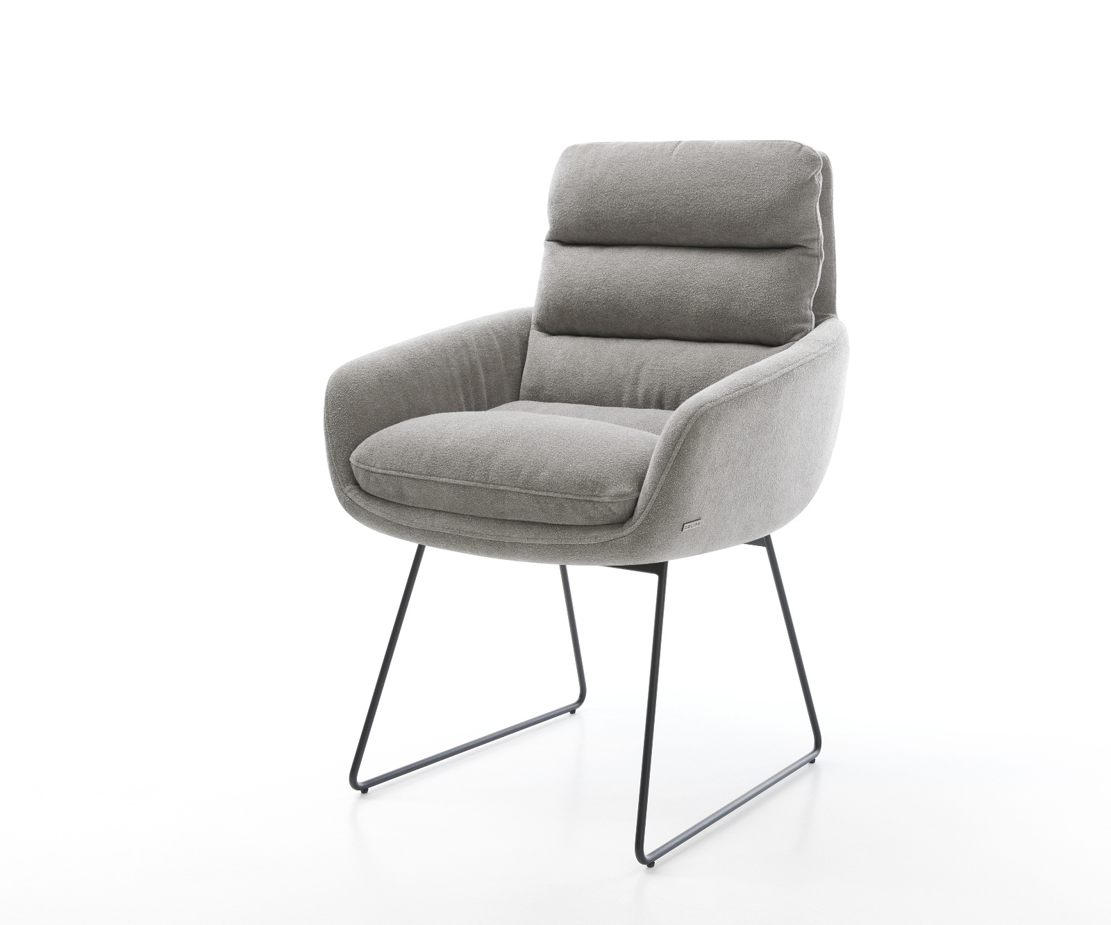 Jedálenská stolička Abelia-Flex s opierkami texturovaná látka mäkká sivá tenká podstava čierna