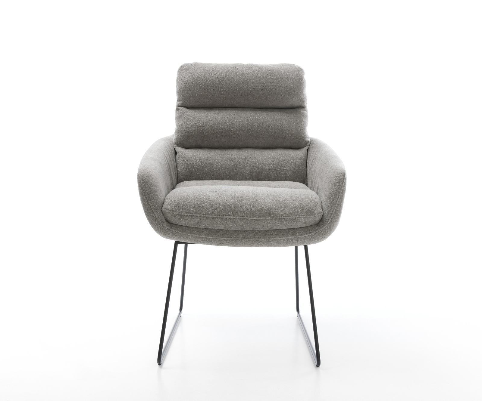 Jedálenská stolička Abelia-Flex s opierkami texturovaná látka mäkká sivá tenká podstava čierna - Image 2