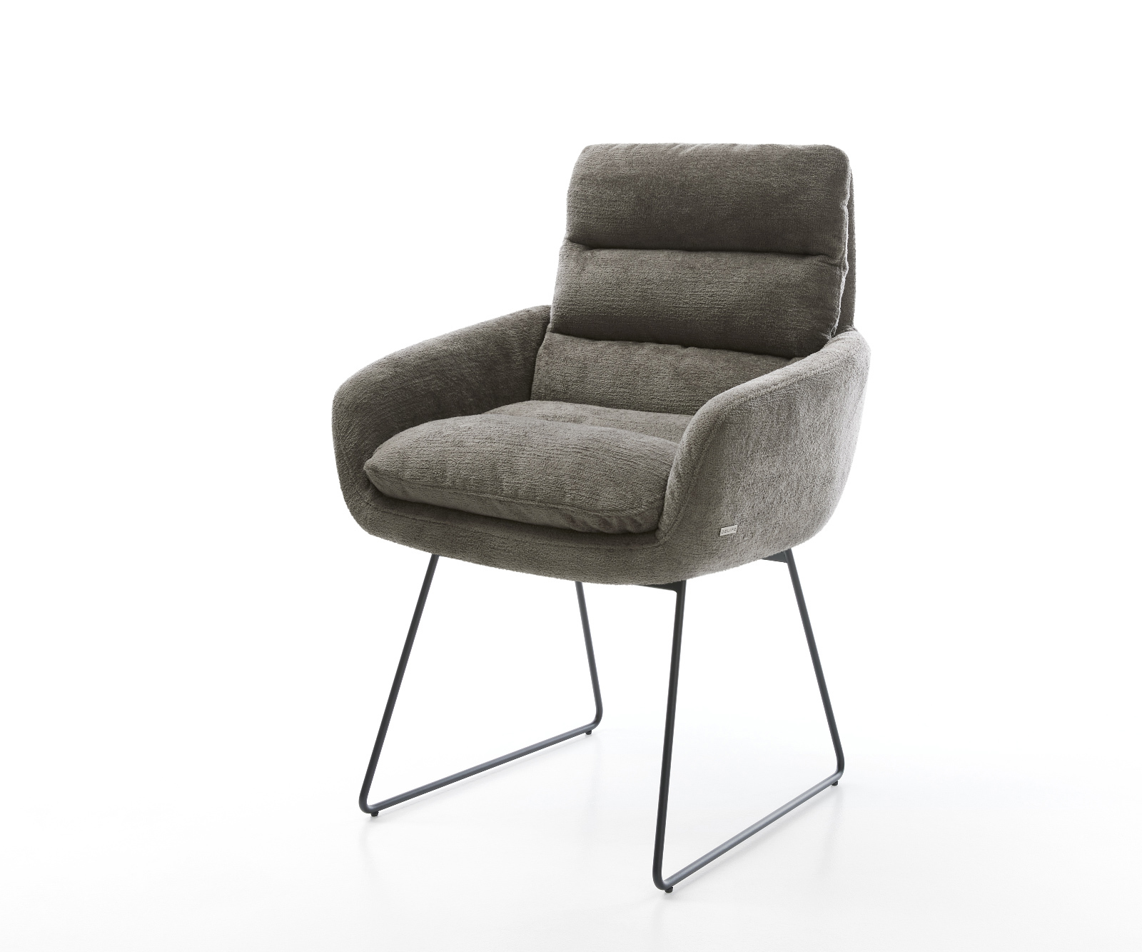 Jedálenská stolička Abelia-Flex s opierkami bouclé mäkký tmavobéžová tenká podstava čierna