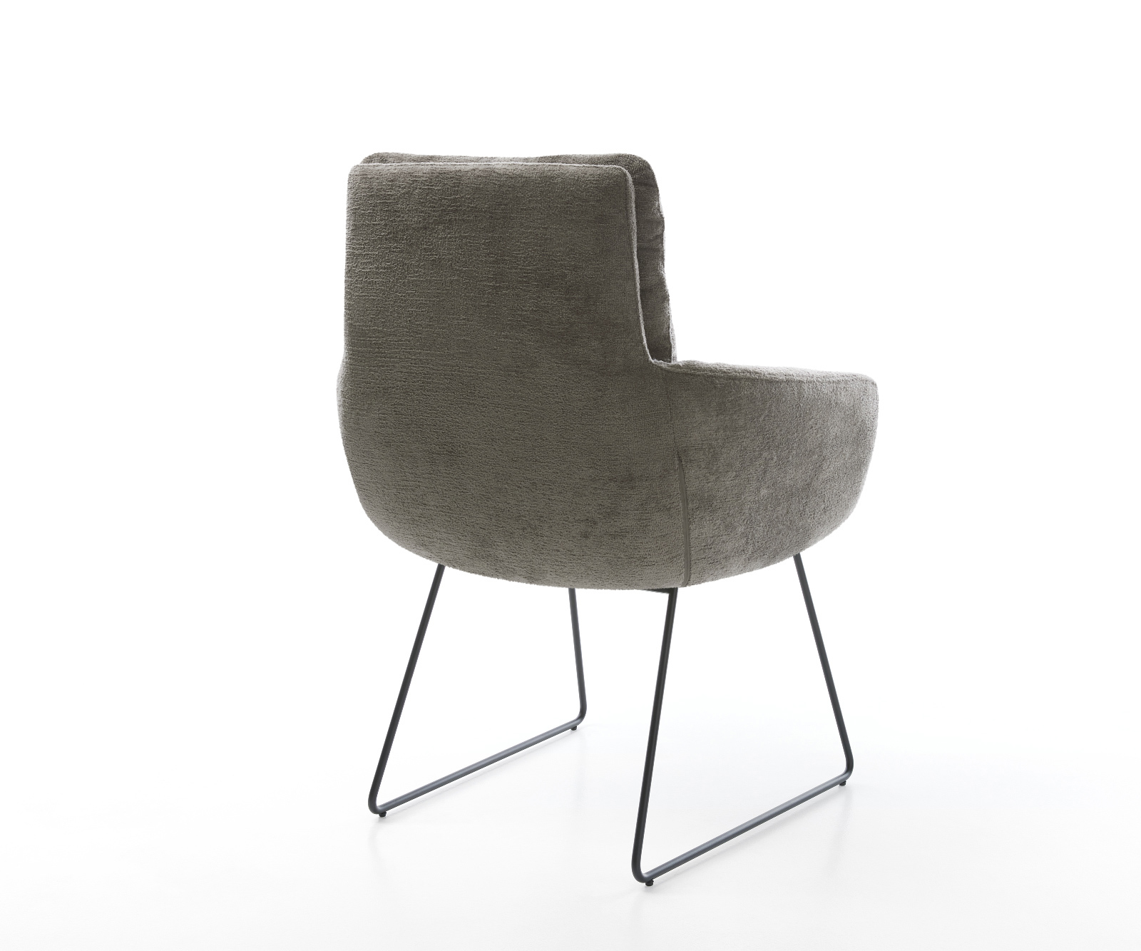 Jedálenská stolička Abelia-Flex s opierkami bouclé mäkký tmavobéžová tenká podstava čierna - Image 5