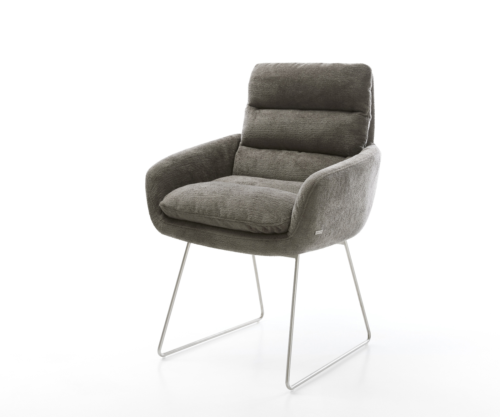 Jedálenská stolička Abelia-Flex s opierkami bouclé mäkký tmavobéžová tenká podstava nerezová oceľ