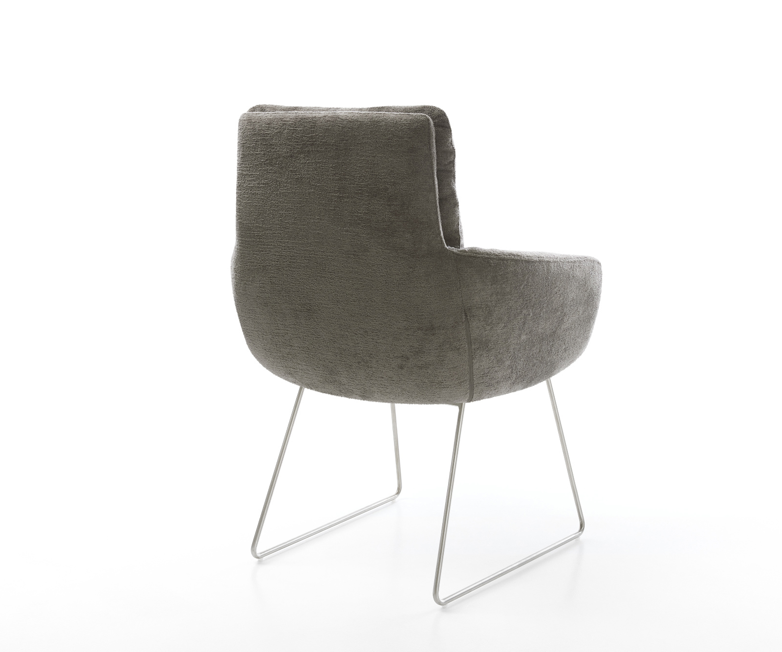 Jedálenská stolička Abelia-Flex s opierkami bouclé mäkký tmavobéžová tenká podstava nerezová oceľ - Image 5