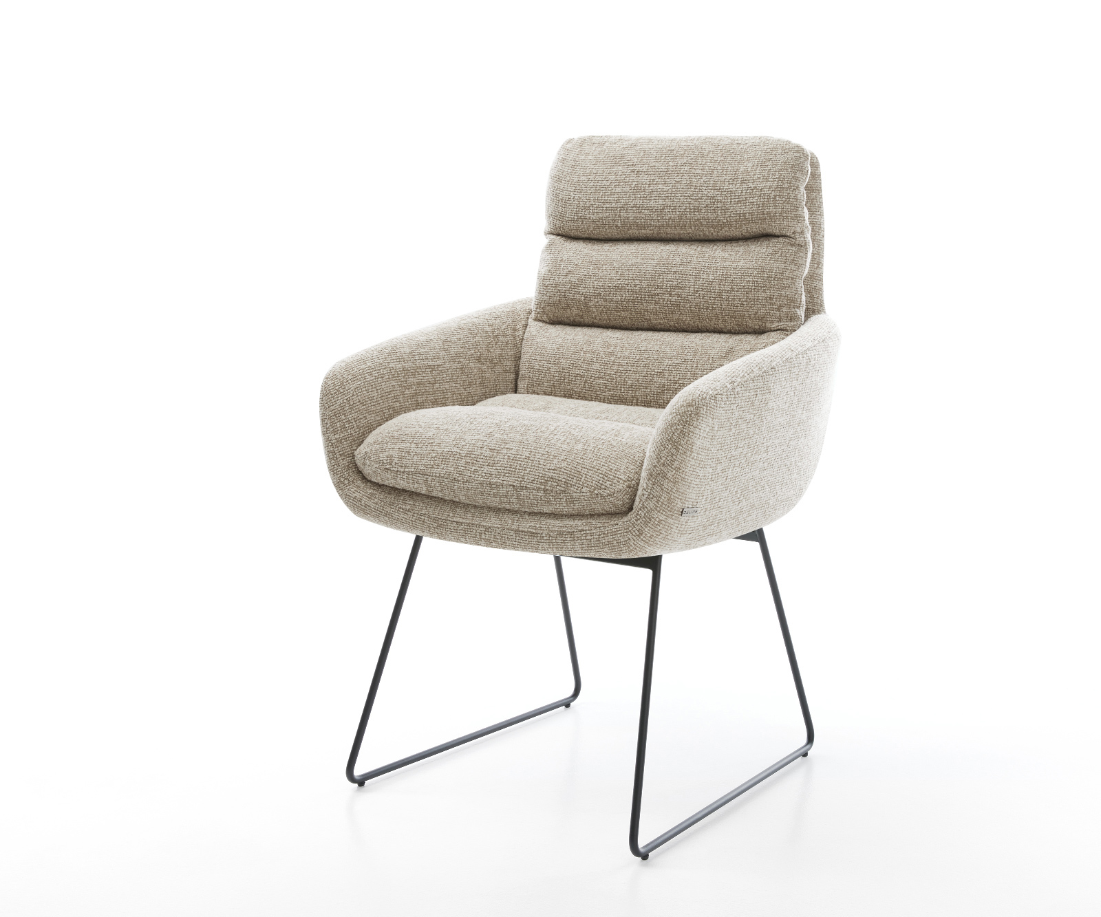 Jedálenská stolička Abelia-Flex s opierkami tkanina mäkký béžová tenká podstava čierna