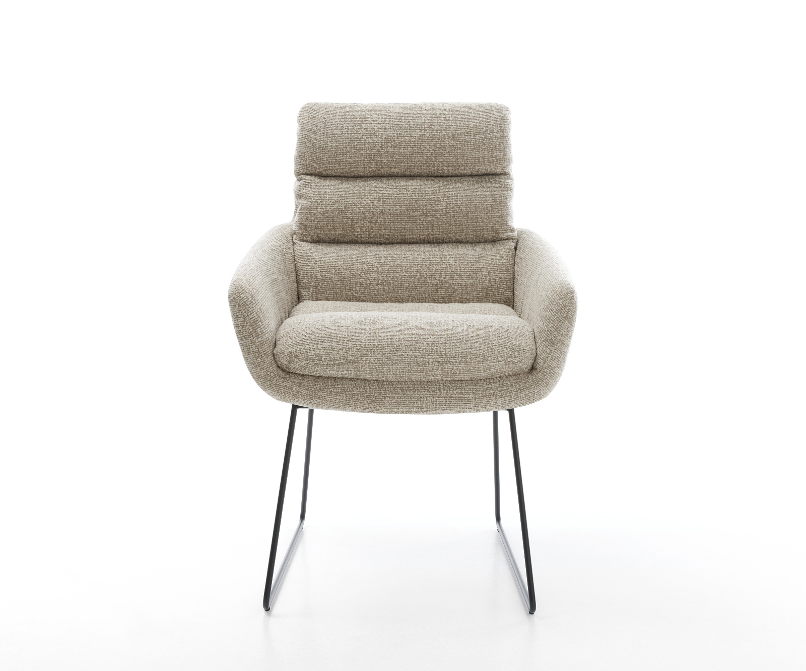 Jedálenská stolička Abelia-Flex s opierkami tkanina mäkký béžová tenká podstava čierna - Image 2