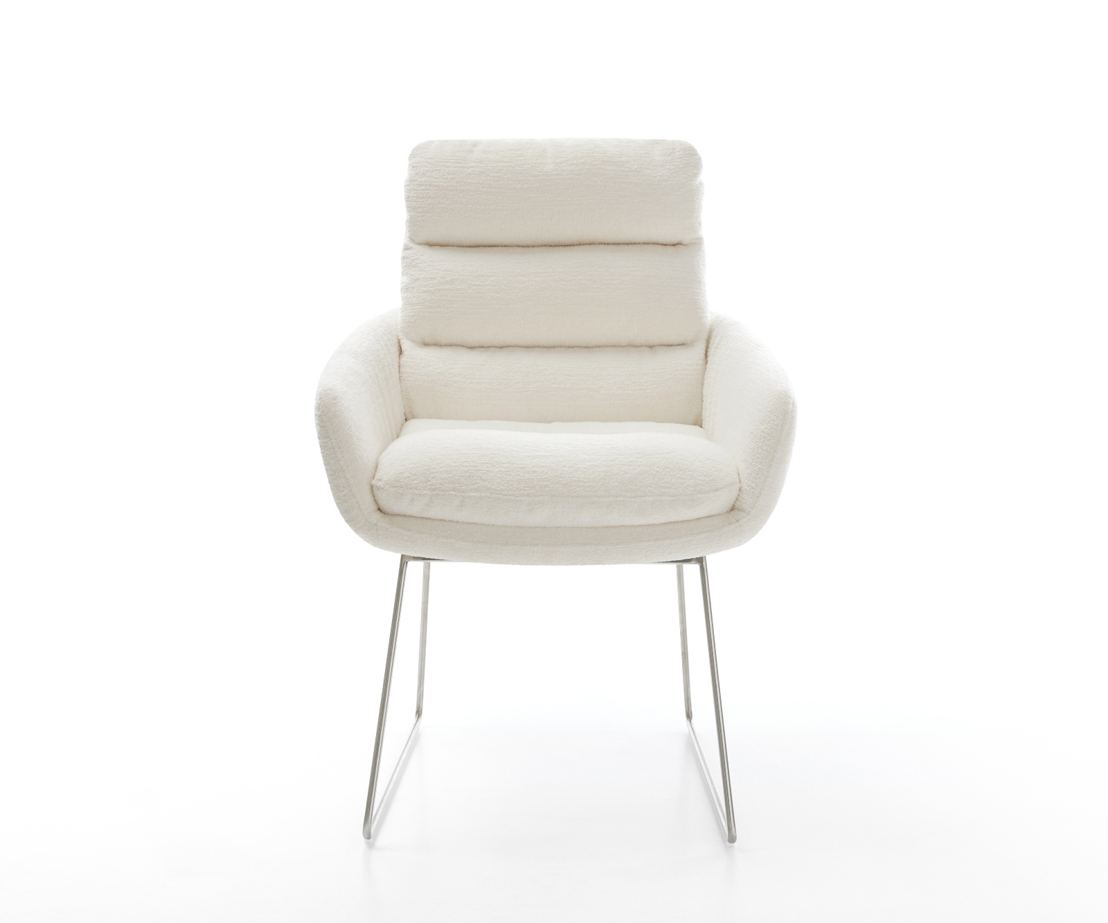 Jedálenská stolička Abelia-Flex s opierkami bouclé mäkký béžová tenká podstava nerezová oceľ - Image 2