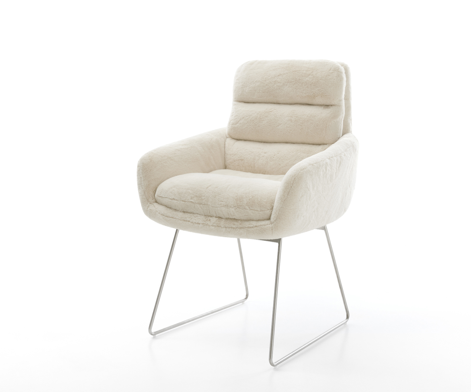 Jedálenská stolička Abelia-Flex s opierkami plyšový manšester krémovo biela tenká podstava nerezová oceľ