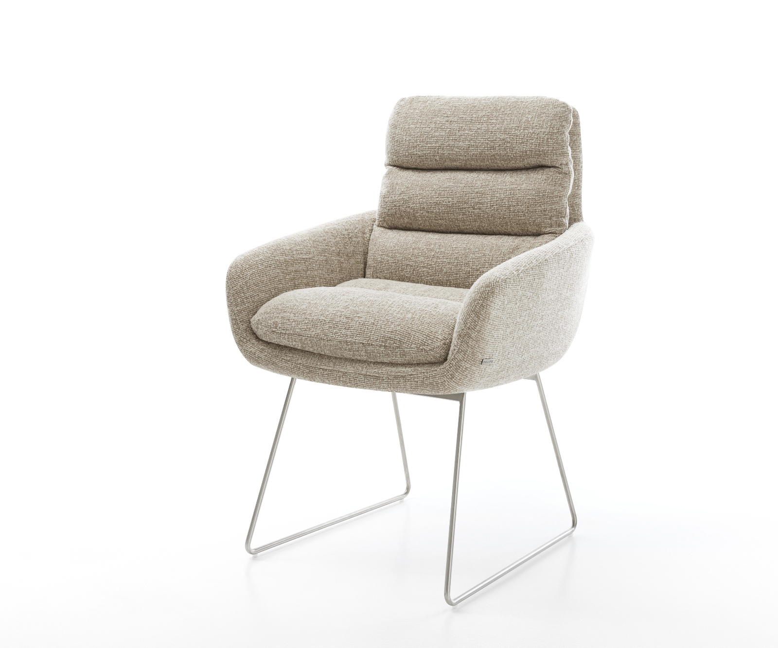 Jedálenská stolička Abelia-Flex s opierkami tkanina mäkká béžová tenká podstava nerezová oceľ