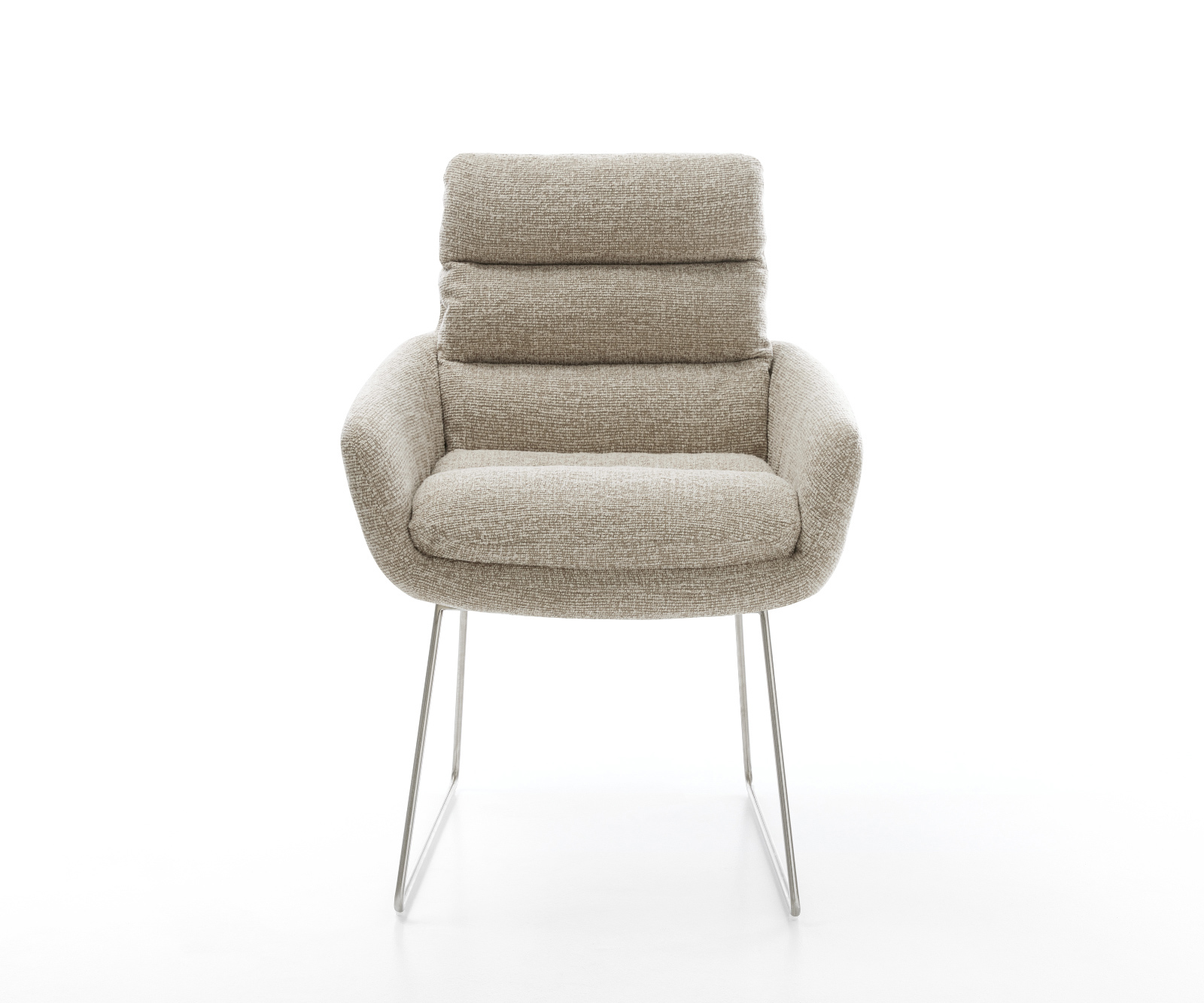 Jedálenská stolička Abelia-Flex s opierkami tkanina mäkká béžová tenká podstava nerezová oceľ - Image 2