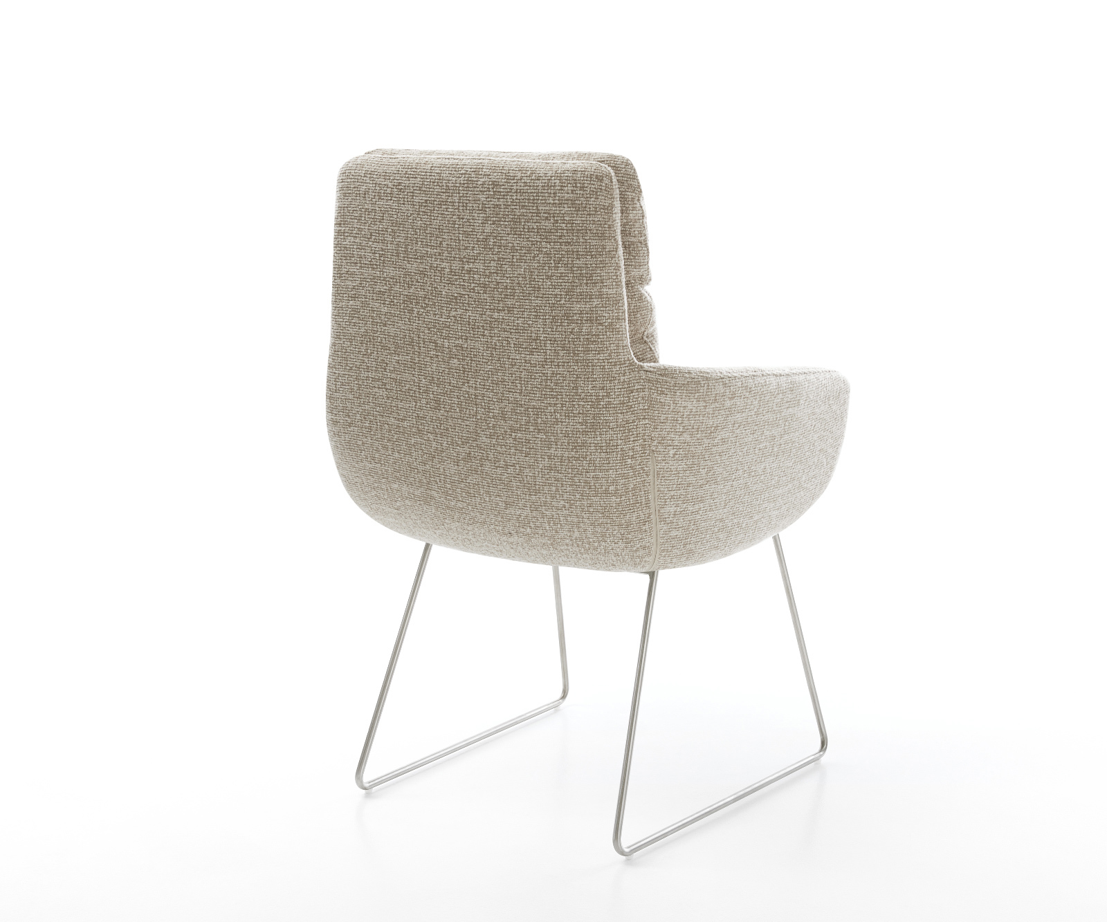 Jedálenská stolička Abelia-Flex s opierkami tkanina mäkká béžová tenká podstava nerezová oceľ - Image 5