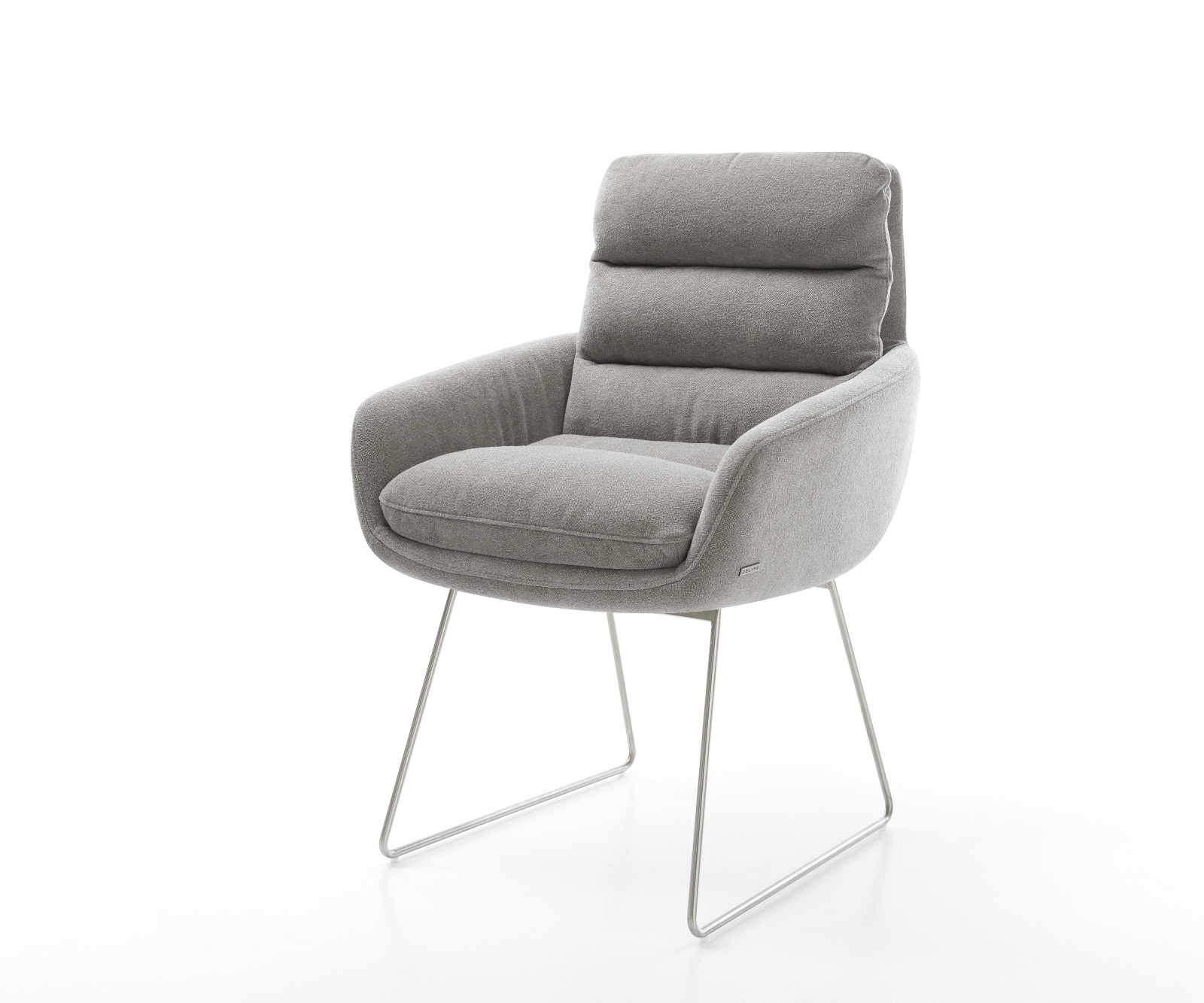 Jedálenská stolička Abelia-Flex s opierkami texturovaná látka mäkká sivá tenká podstava nerezová oceľ