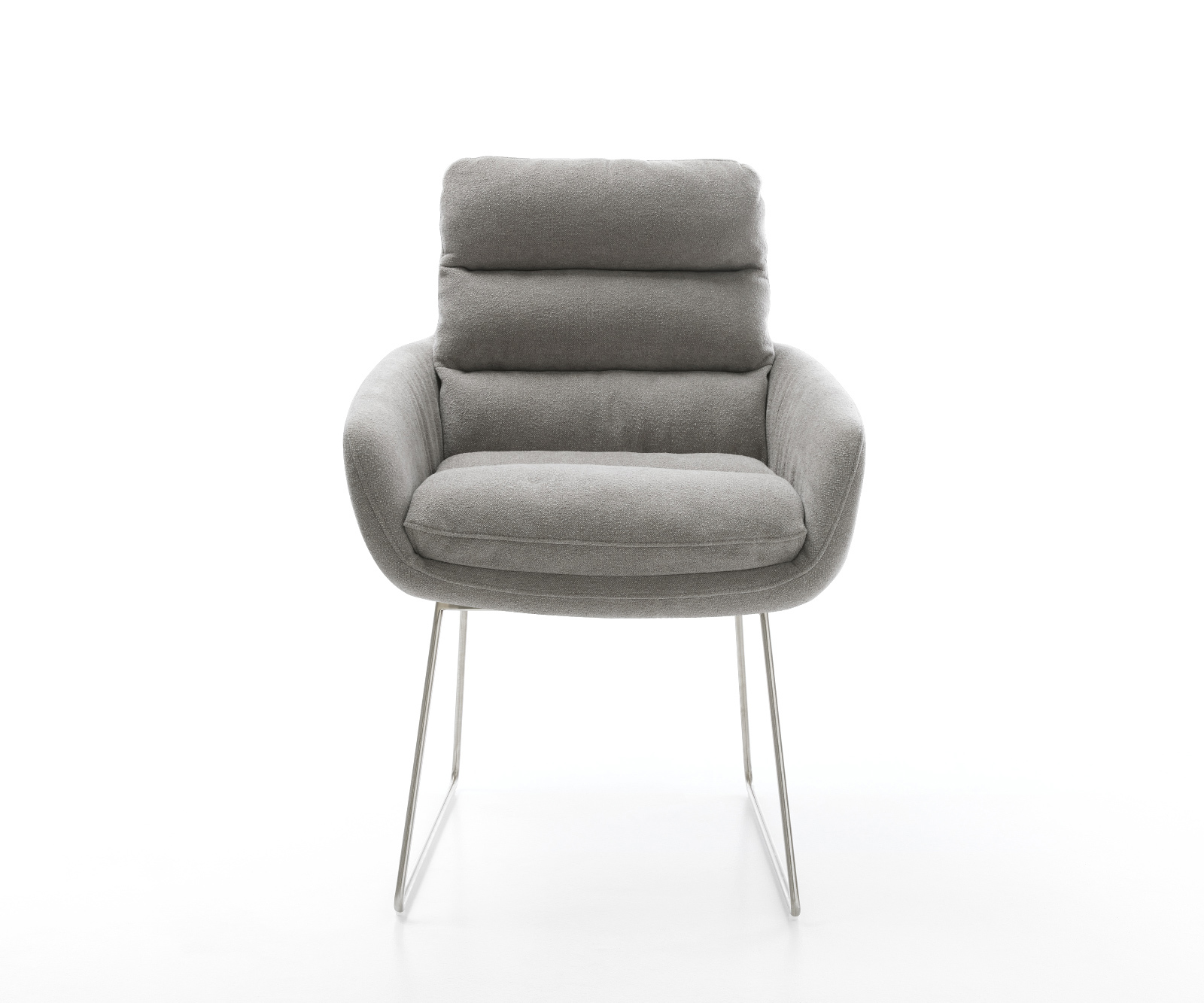 Jedálenská stolička Abelia-Flex s opierkami texturovaná látka mäkká sivá tenká podstava nerezová oceľ - Image 2