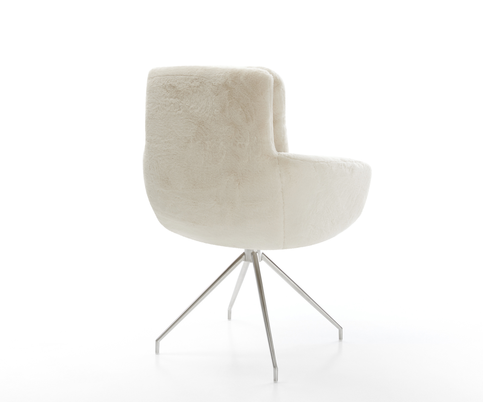 Jedálenská stolička Abelia-Flex s opierkami plyšový manšester krémovo biela krížová podstava zúžená nerezová oceľ - Image 5