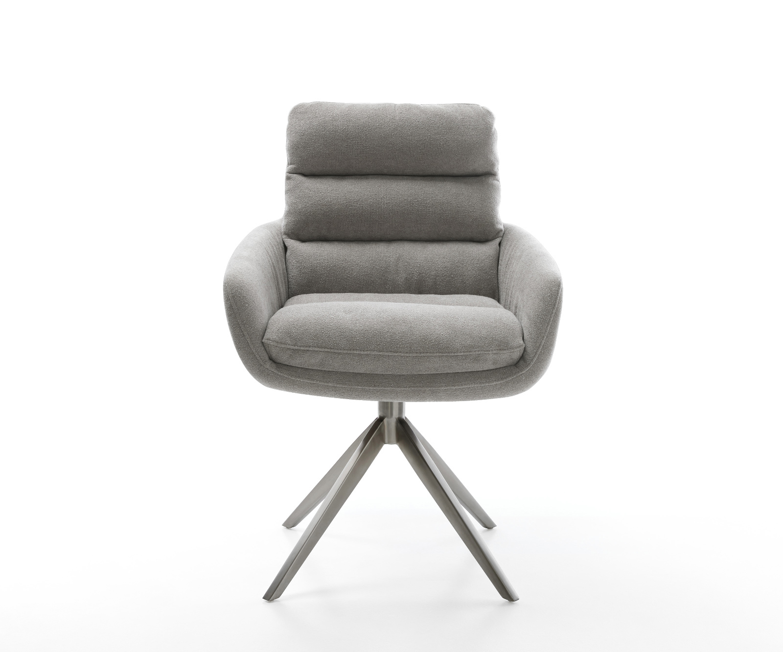 Jedálenská stolička Abelia-Flex s opierkami texturovaná látka mäkká sivá krížová podstava široká grafitová otočná o 360° s hojdacou funkciou - Image 2