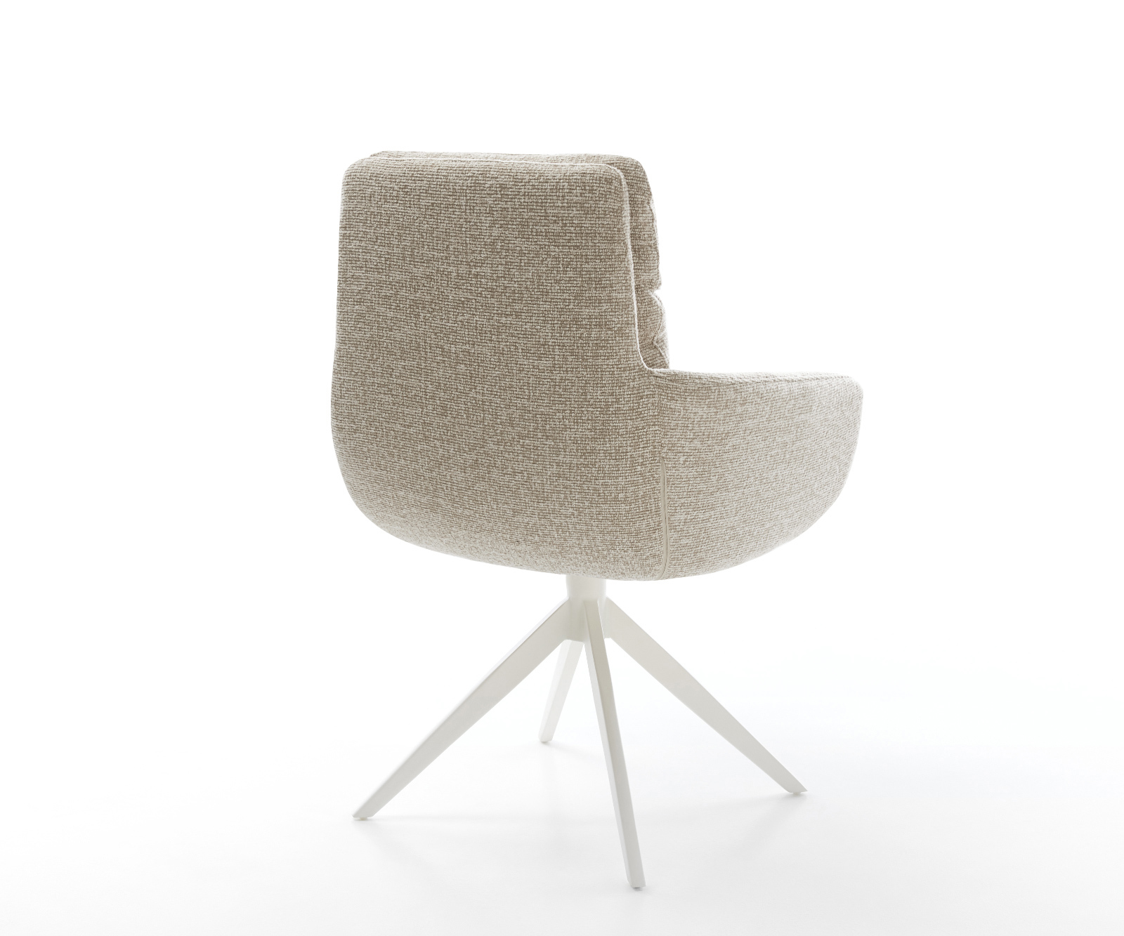 Jedálenská stolička Abelia-Flex s opierkami tkanina mäkká béžová krížová podstava široká biela 360° otočný kolísacia funkcia - Image 5