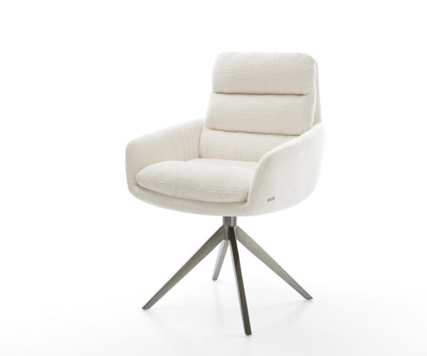 Jedálenská stolička Abelia-Flex s opierkami bouclé mäkký béžová krížová podstava široká grafitová 360° otočná s hojdacou funkciou