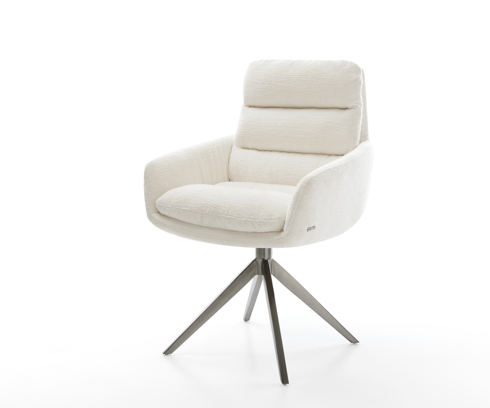 Jedálenská stolička Abelia-Flex s opierkami bouclé mäkký béžová krížová podstava široká grafitová 360° otočná s hojdacou funkciou