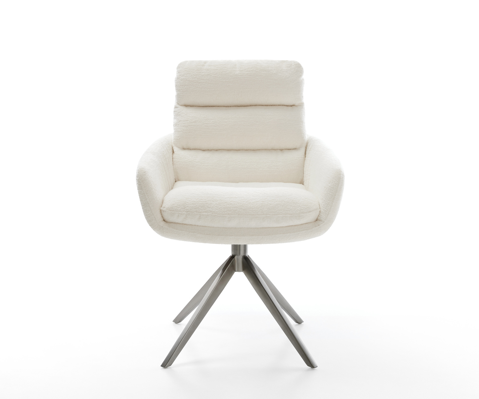 Jedálenská stolička Abelia-Flex s opierkami bouclé mäkký béžová krížová podstava široká grafitová 360° otočná s hojdacou funkciou - Image 2