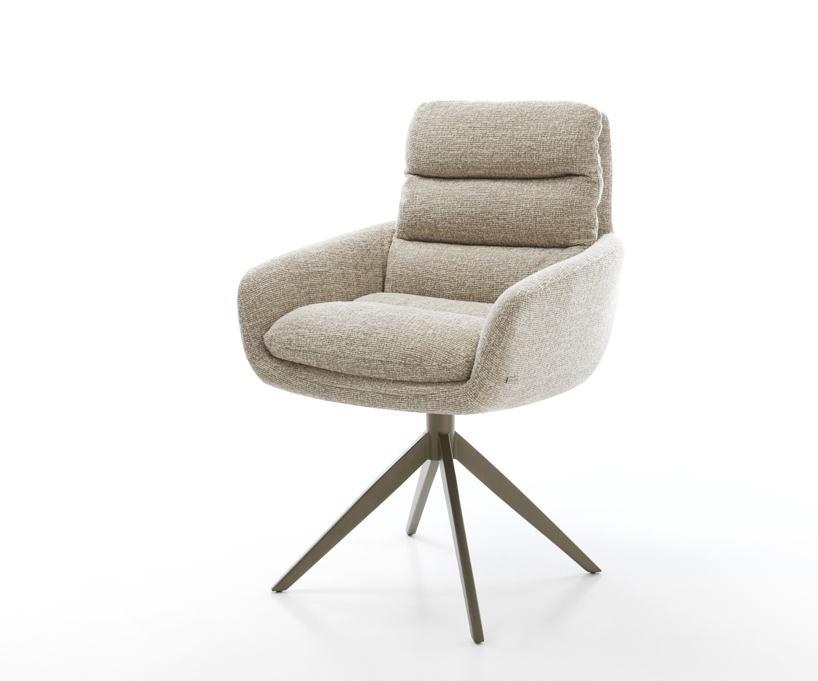 Jedálenská stolička Abelia-Flex s opierkami tkanina mäkká béžová krížová podstava široká titánová farba 360° otočný hojdacia funkcia