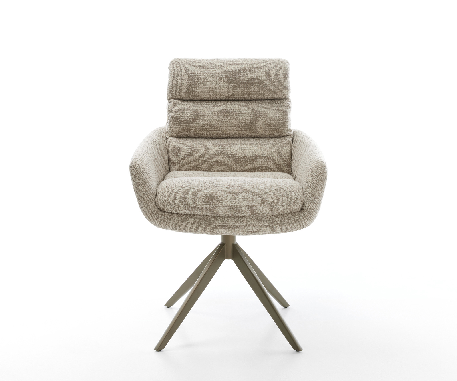 Jedálenská stolička Abelia-Flex s opierkami tkanina mäkká béžová krížová podstava široká titánová farba 360° otočný hojdacia funkcia - Image 2