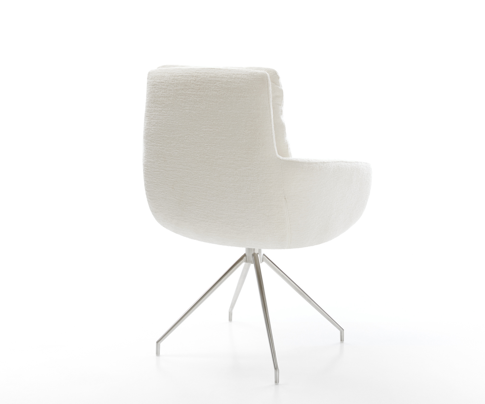 Jedálenská stolička Abelia-Flex s opierkami bouclé mäkký béžová krížová podstava zúžená nerezová oceľ - Image 5