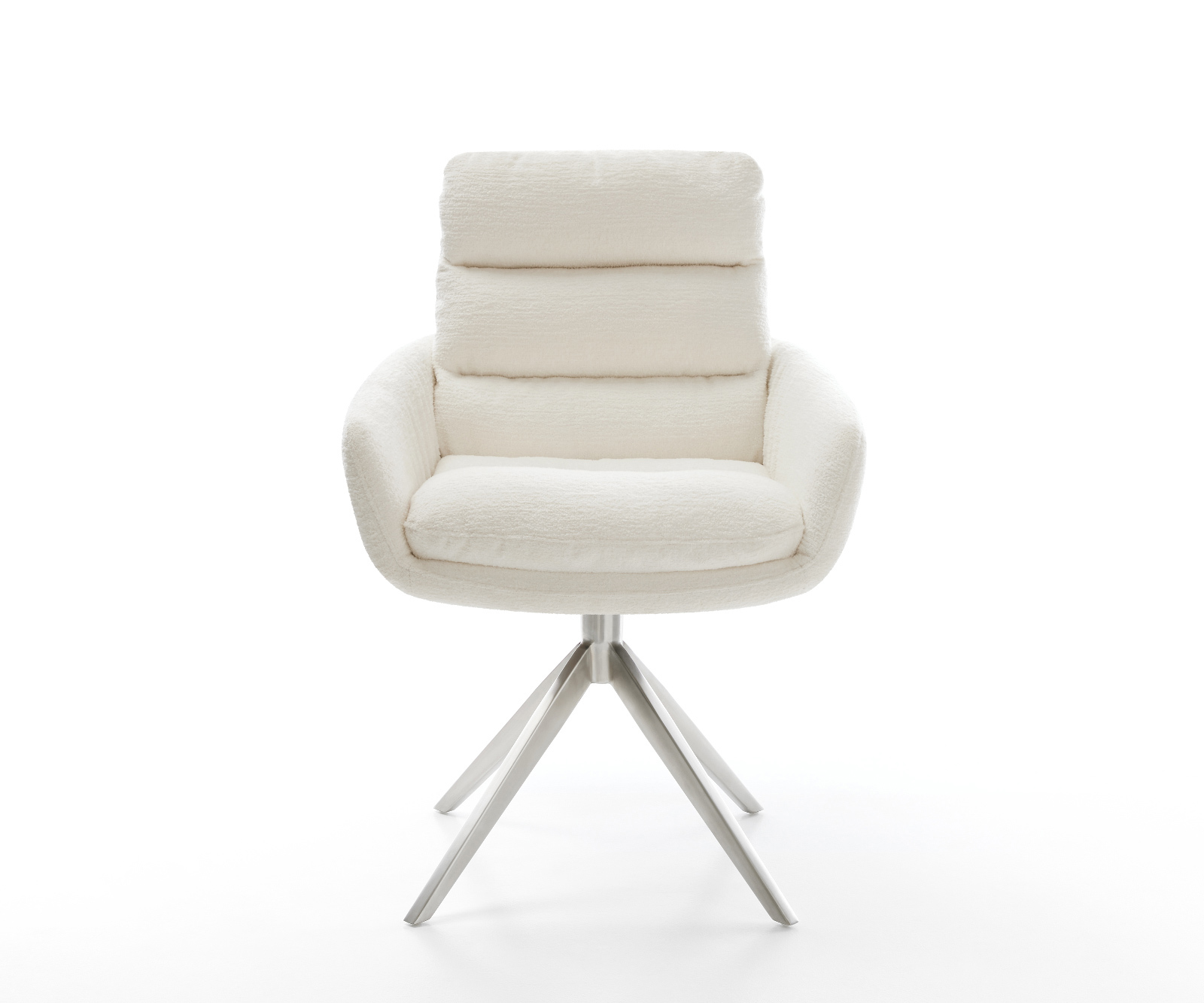 Jedálenská stolička Abelia-Flex s opierkami z mikrovlákna béžová široká krížová podstava nerezová oceľ otočný o 360° s hojdacou funkciou - Image 2