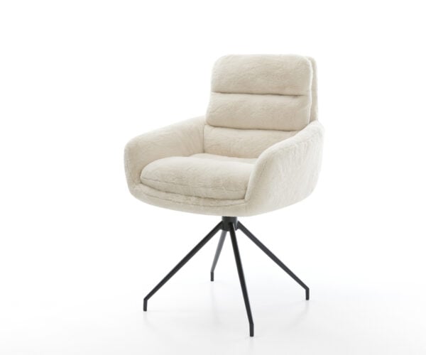 Jedálenská stolička Abelia-Flex s opierkami plyšový manšester krémovo biela krížová podstava zúžená čierna